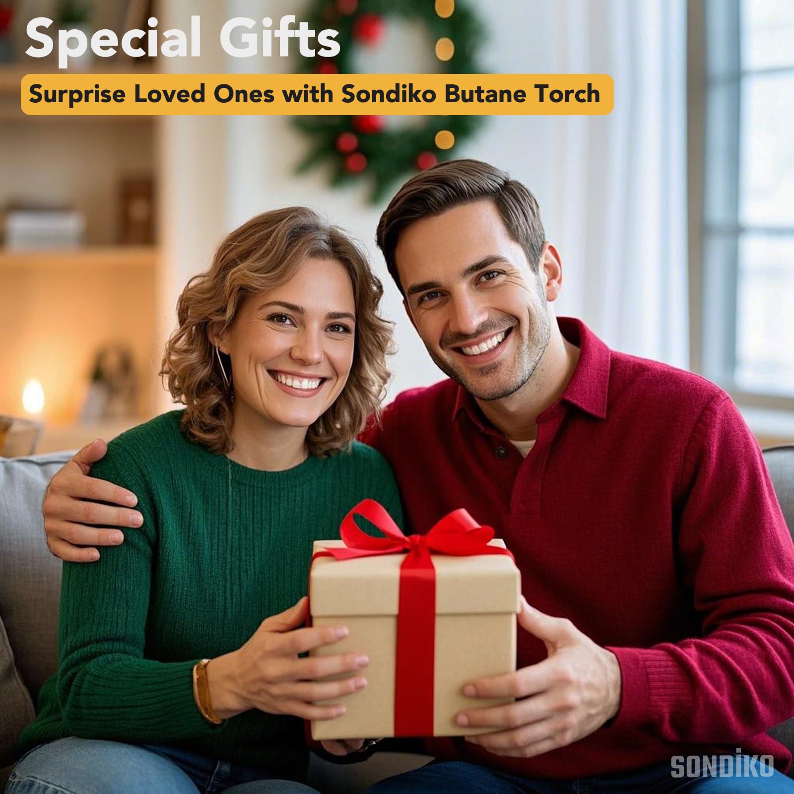 Sondiko Butane Torch with Fuel Gauge S907, Refillable Soldering Torch with Adjustable Flame for Welding, Resin Art, Industrial(Butane Gas Not Included)