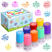 Fancy Land Teacher Stamps Self Inking for Classroom Rubber Stamp for Grading Homework Test Motivation Students Behavior Reward Supplies 8Pcs
