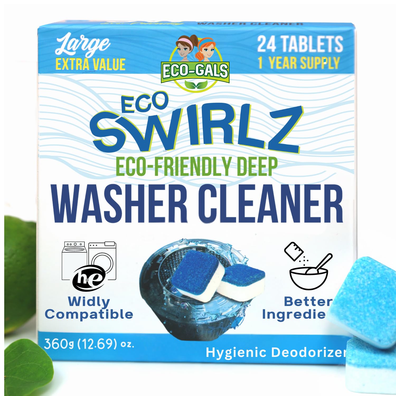 Eco-Gals Eco Swirlz Washing Machine Cleaner, 24 Count