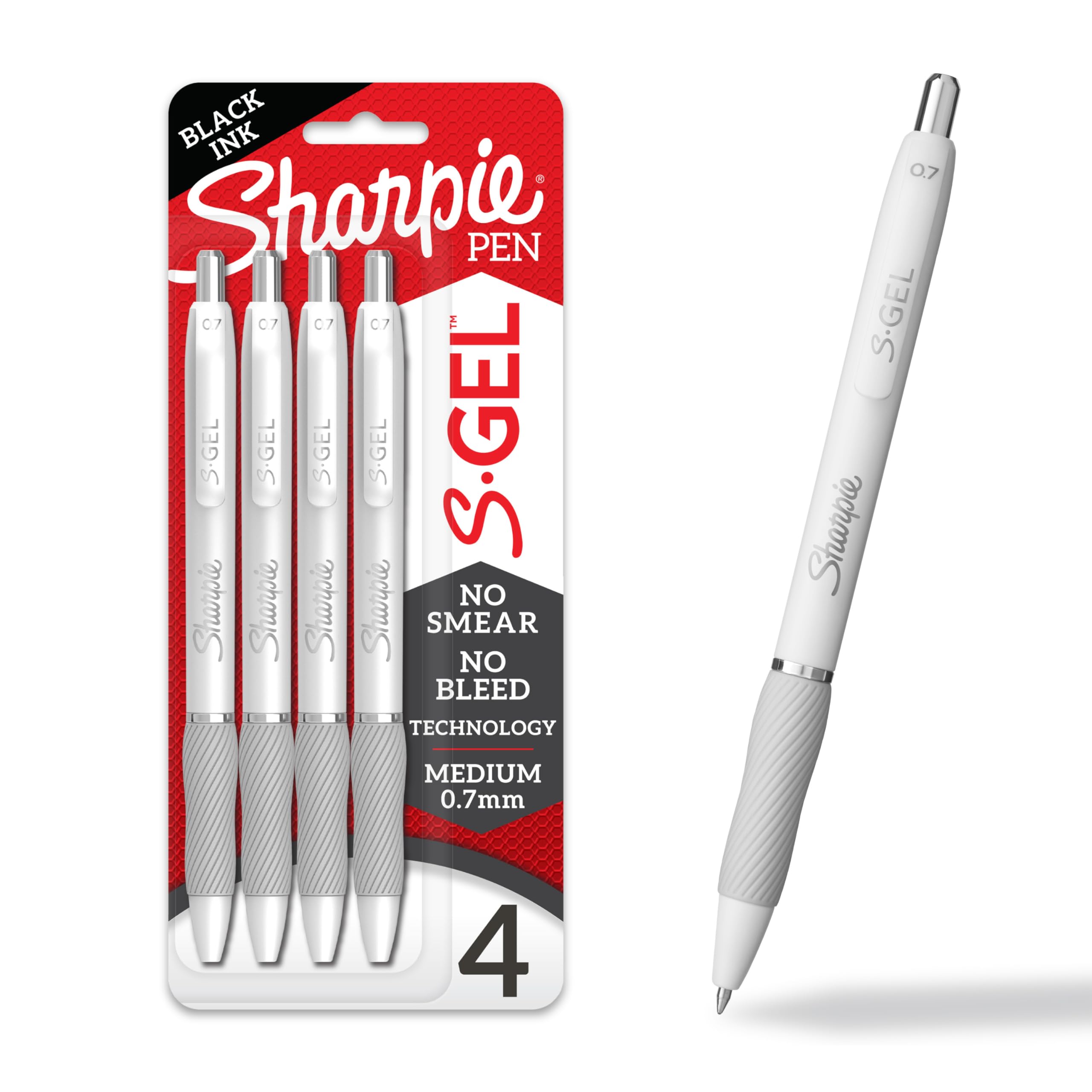 Sharpie S-Gel, Gel Pens, Medium Point (0.7mm), Frost Blue Body, Black Gel Ink Pens, 4 Count