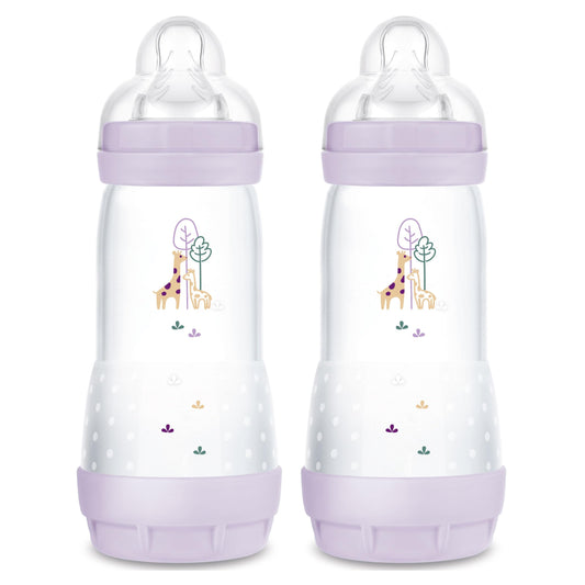 MAM Easy Start Anti-Colic Baby Bottle, Fast Flow, Breastfeeding-Like Silicone Nipple Bottle, Reduces Colic, Gas, & Reflux, Easy-to-Clean, BPA-Free, Vented Baby Bottles for Newborns, 4 Plus Months