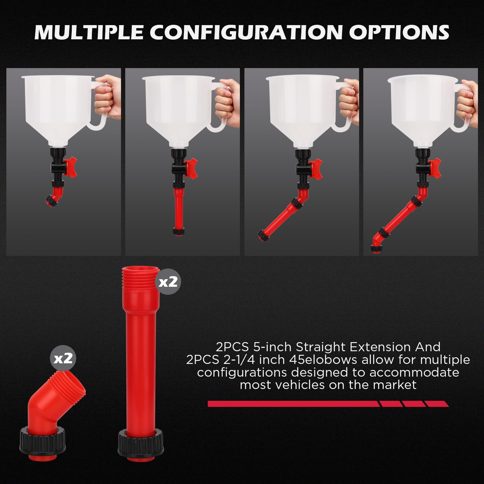 22-Piece No-Spill Coolant Filling Funnel Kit and Siphon Hose Pump, Radiator Coolant Filling Spill-Proof Funnel Kit with Adapters, Extensions, PVC Hose, Engine Oil Funnels, Towel for Universal Vehicle