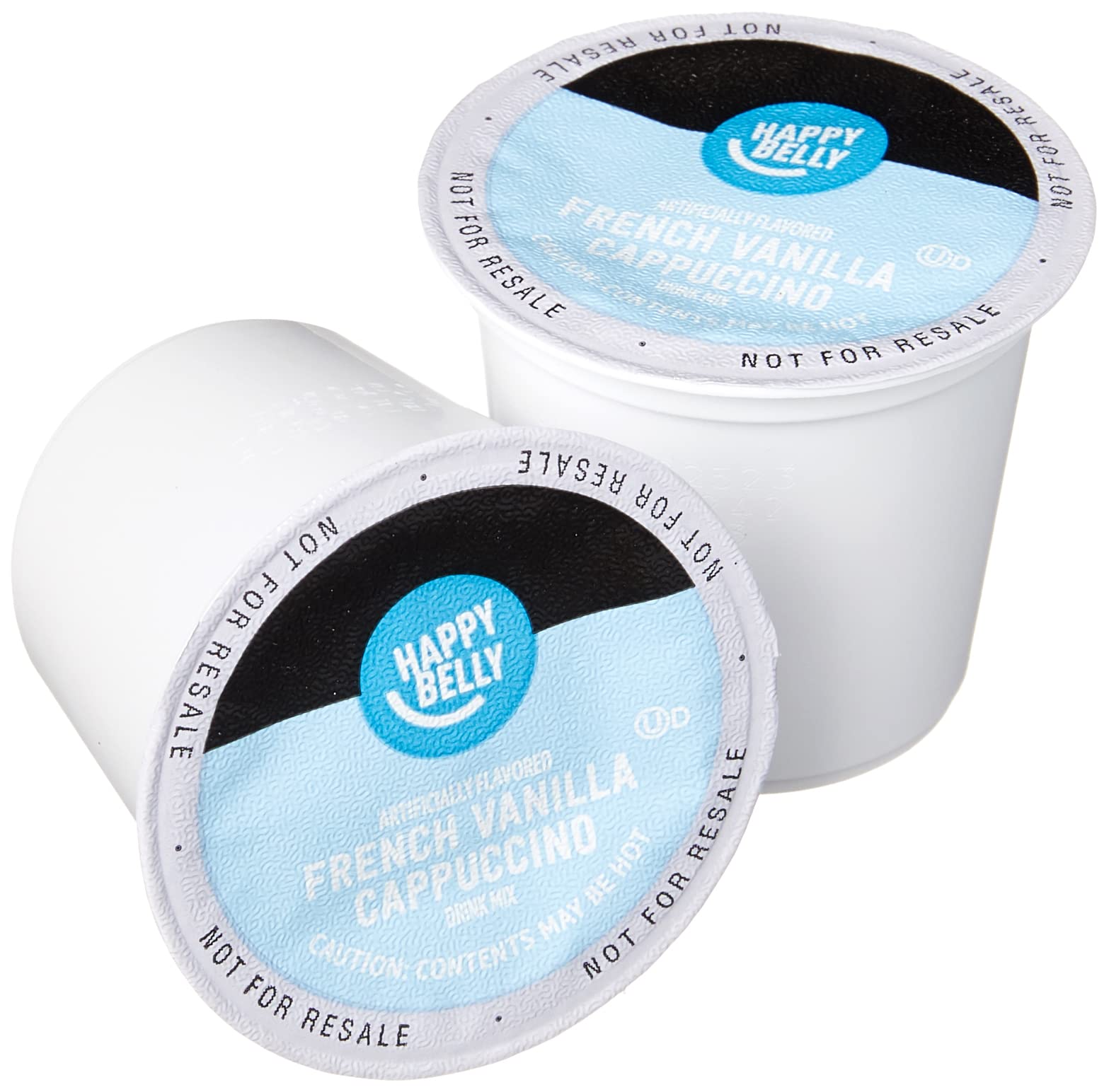 Amazon Brand - Happy Belly Cappuccino Coffee Pods Light Roast Compatible with 2.0 K-Cup Brewers, French Vanilla Flavored, 24 Count, 1.5 pound (Pack of 1)