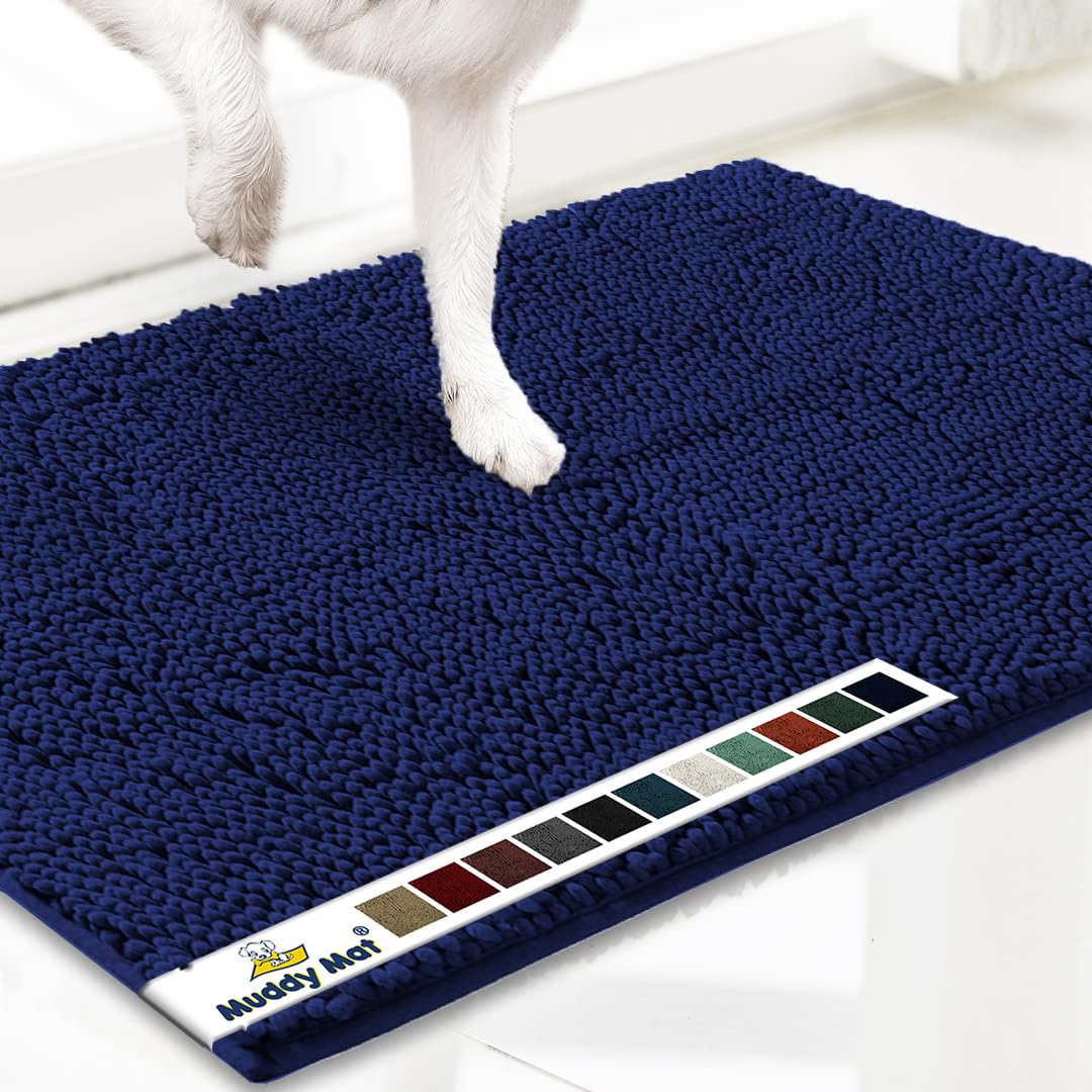 Muddy Mat® Shown ON TV Highly Absorbent Microfiber Door Mat and Pet Rug Non Slip Thick Washable Area and Bath Mat Soft Chenille for Kitchen Bathroom Bedroom Indoor and Outdoor - Grey Medium 30"X19"