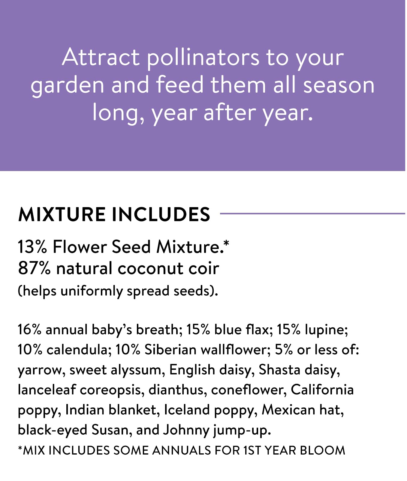 Burpee Wildflower 25,000 Bulk, 1 Bag | 18 Varieties of Non-GMO Flower Seeds Pollinator Garden, Perennial Mix