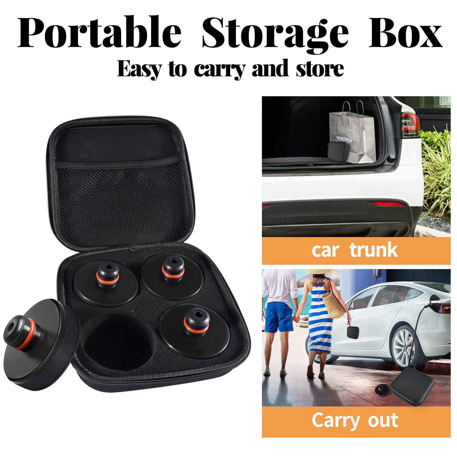 Chirano Lifting Jack Pad for Tesla Model 3/S/X/Y, 4 Pucks with Storage Case, Accessories for Tesla Vehicles 2013 to 2025