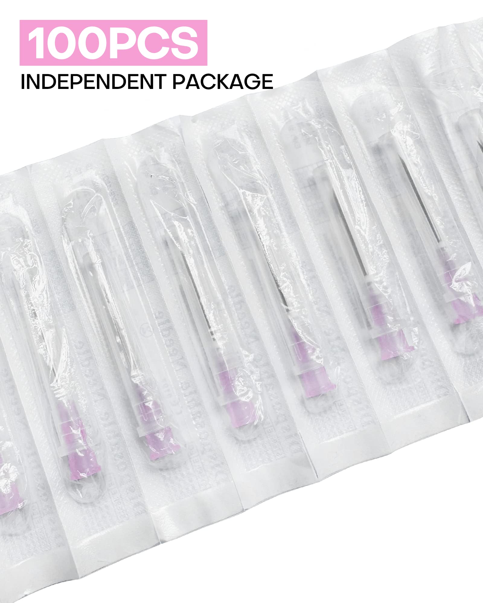 100Pcs 18Ga 1 Inch Needle Luer Lock Lab Accessories, Sterile Individual Package for Scientific Measuring, Refilling Inks