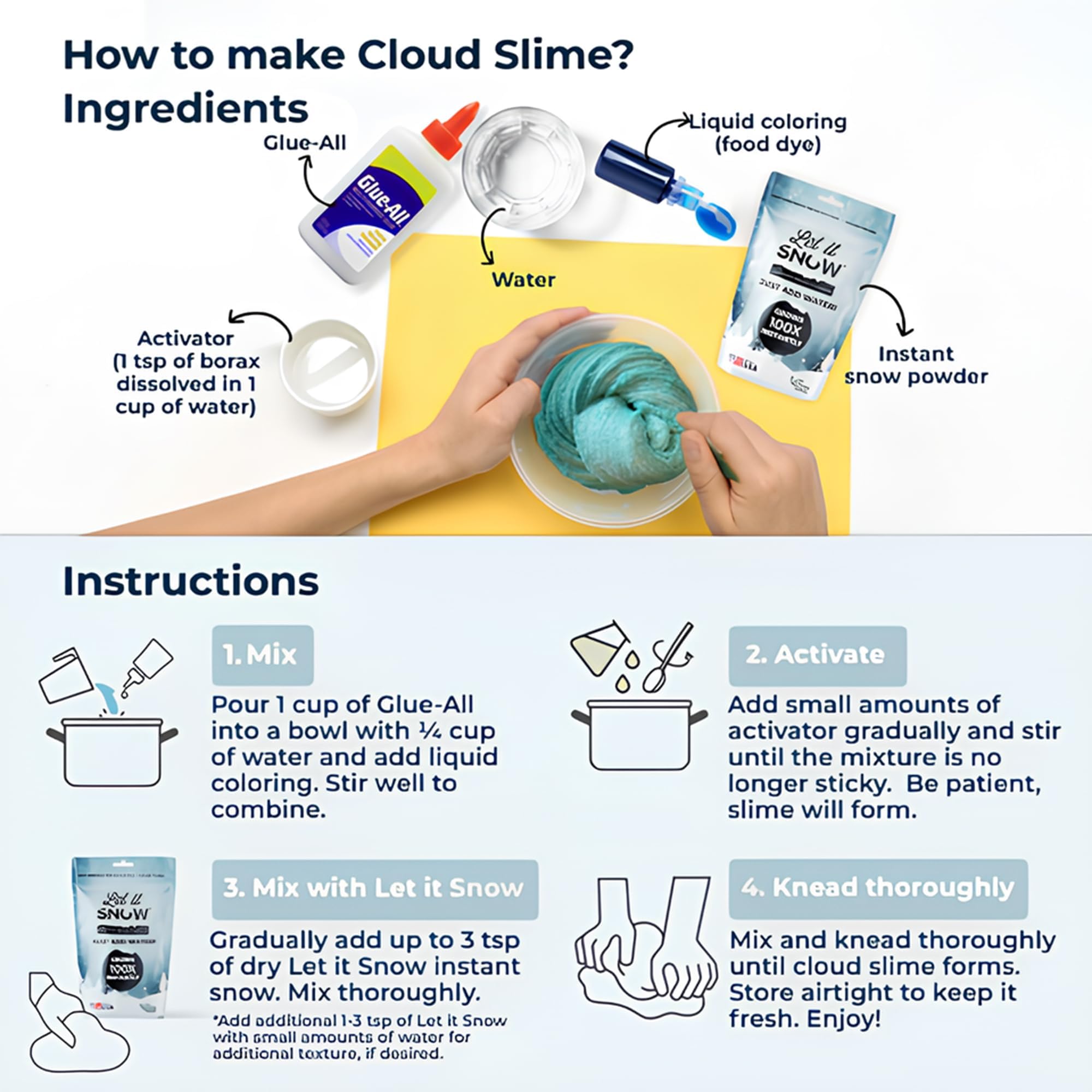 Let it Snow Instant Fake Snow Powder – Made in USA, Perfect for Kids, Holiday Decorations, Sensory Play, and Slime - 1 Pack - Makes 1 Gallon