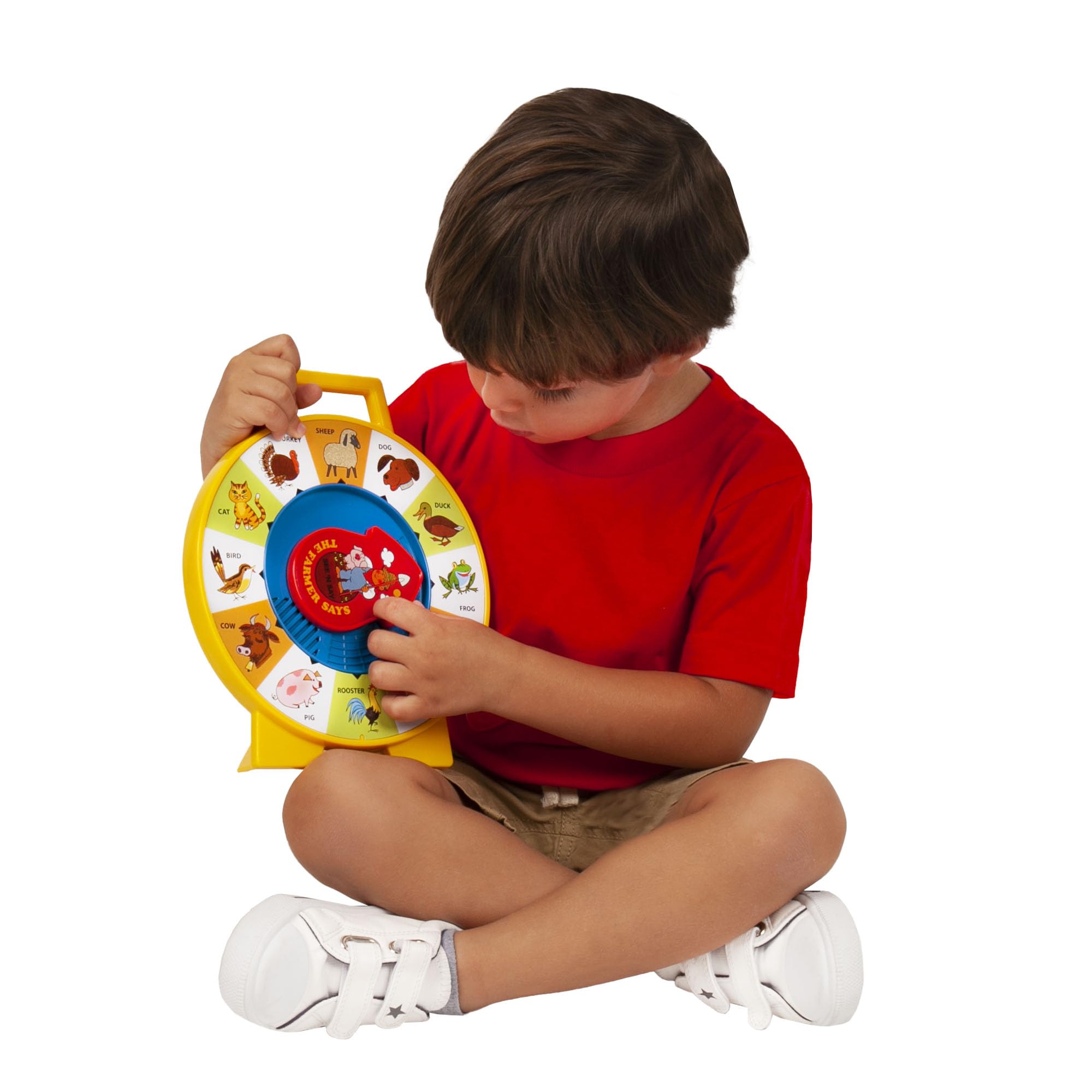 Fisher Price Classics - Farmer Says See 'n Say - Vintage Learning Toy, Sounds and Animals, Interactive Retro Game for Kids, Girls, Boys, Baby, Preschoolers, Toddlers, Unisex Ages 18 Months +