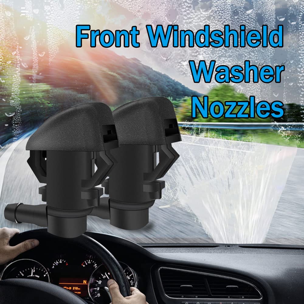 Windshield Washer Nozzles Kit, Front Windshield Spray Nozzles Wiper Spray Washer Jet and Fluid Hose with Connectors for Honda Pilot 2009-2012 2014 2015, Replaces OEM # 76810-SZA-A01ZA