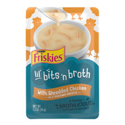 Purina Friskies Lickable Cat Treats Bits ‘n Broth With Shredded Chicken in a Dreamy Broth - (Pack of 16) 1.2 oz. Pouches