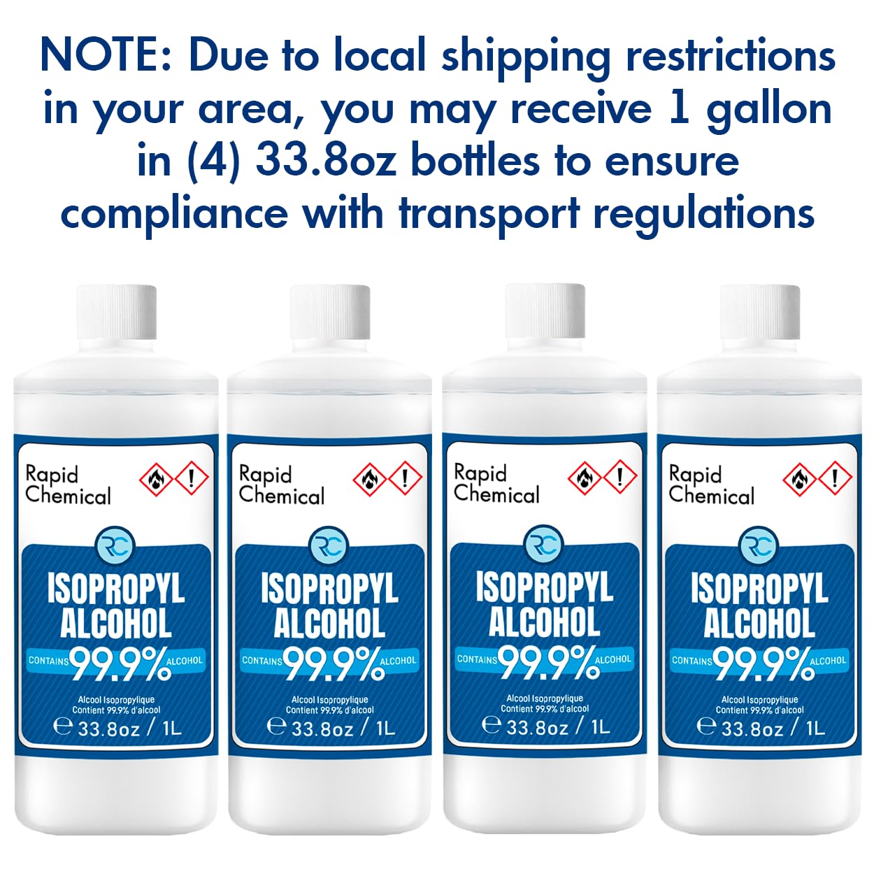 99% Isopropyl Alcohol - USP Grade - 99 Percent IPA Alcohol - 4 Pack 33.3 fl oz - 1 Gallon