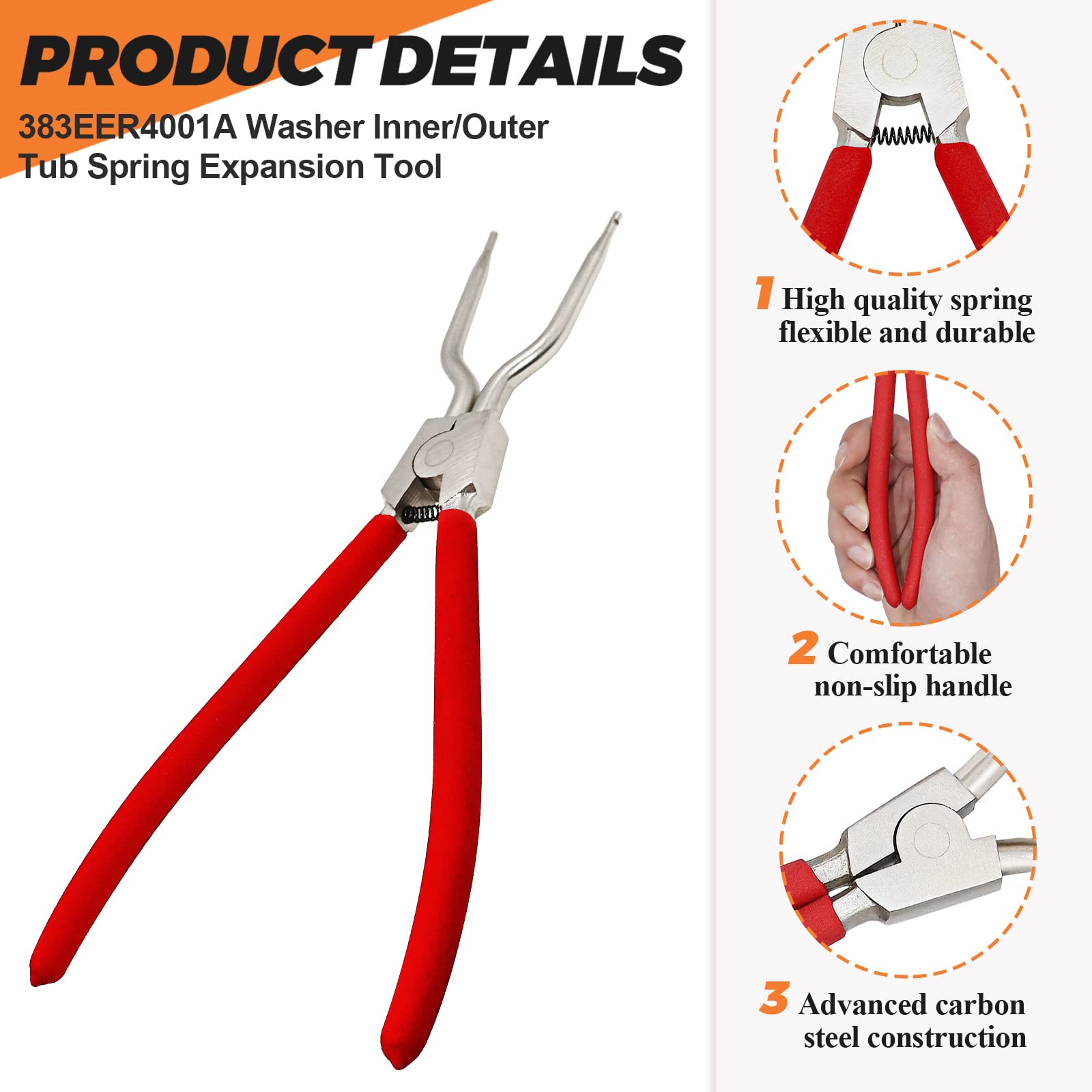 383EER4001A Washer Inner/Outer Tub Spring Expansion Tool by Beaquicy - Replacement for L-G Samsung Washing Machine - Solid Metal Washer Spring Expansion Tool can spread to a maximum of 4.3 inches