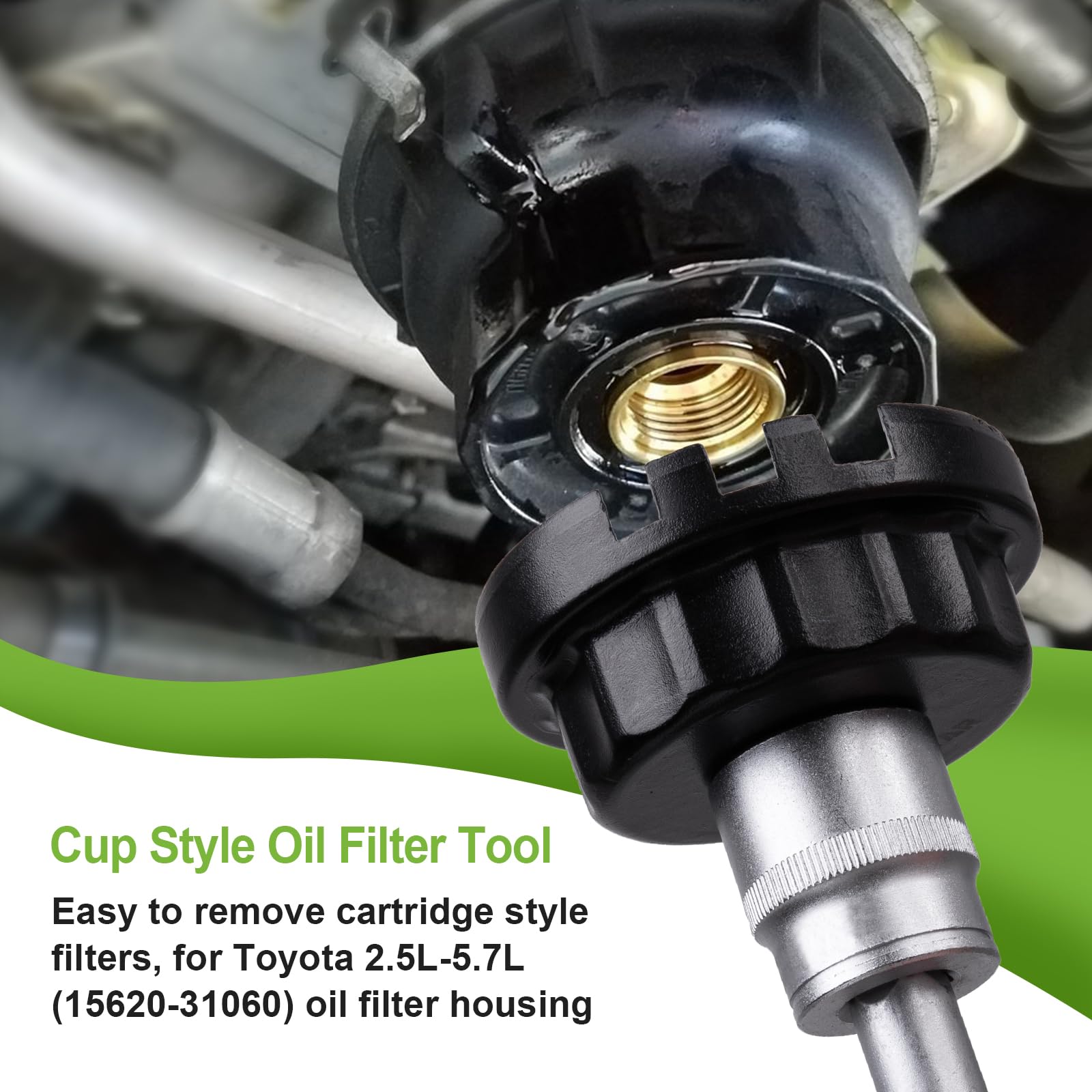 Spurtar Oil Filter Wrench for Toyota Cap Style Oil Filter Removal Tool 64mm for Lexus, Camry, 4 Runner, RAV4, Tundra, Tacoma, Highlander, Sienna, Sequoia, Avaion, Venza 2.5-5.7L Engine