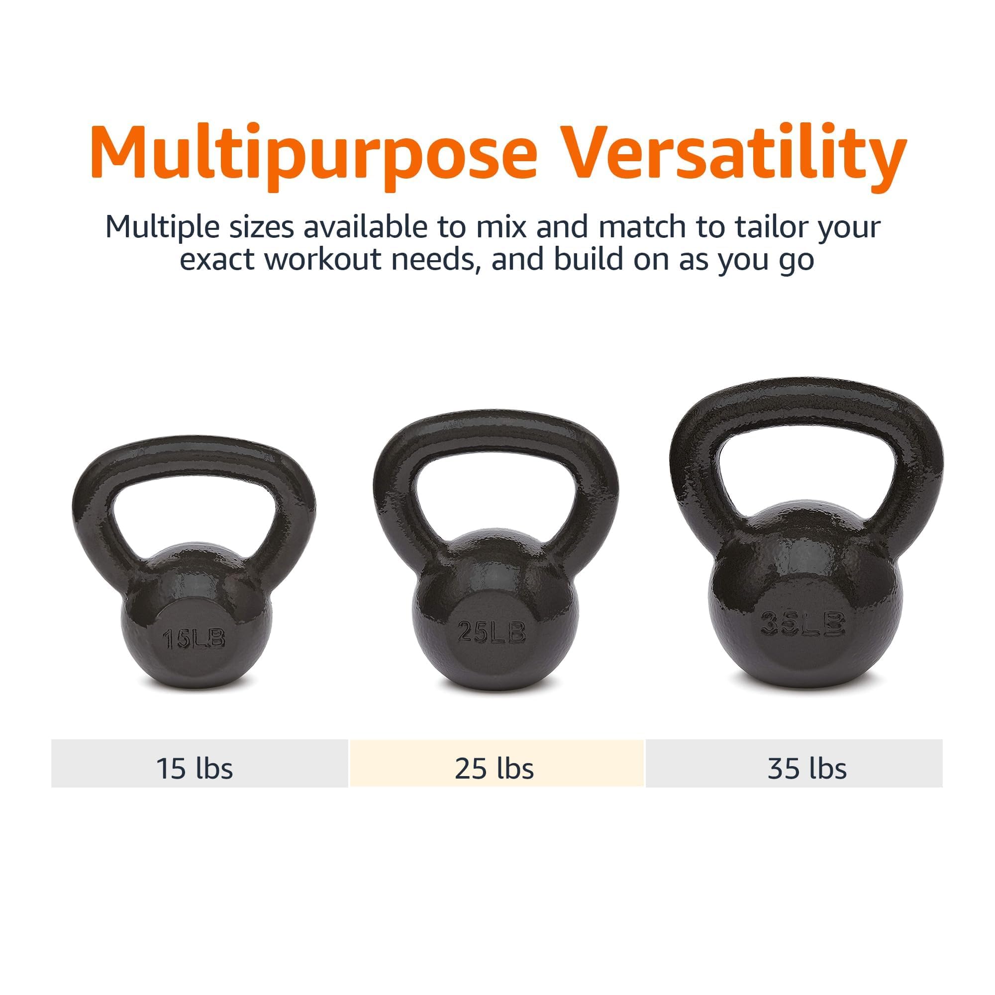 Amazon Basics Cast Iron Kettlebell, 15 Pounds, Black