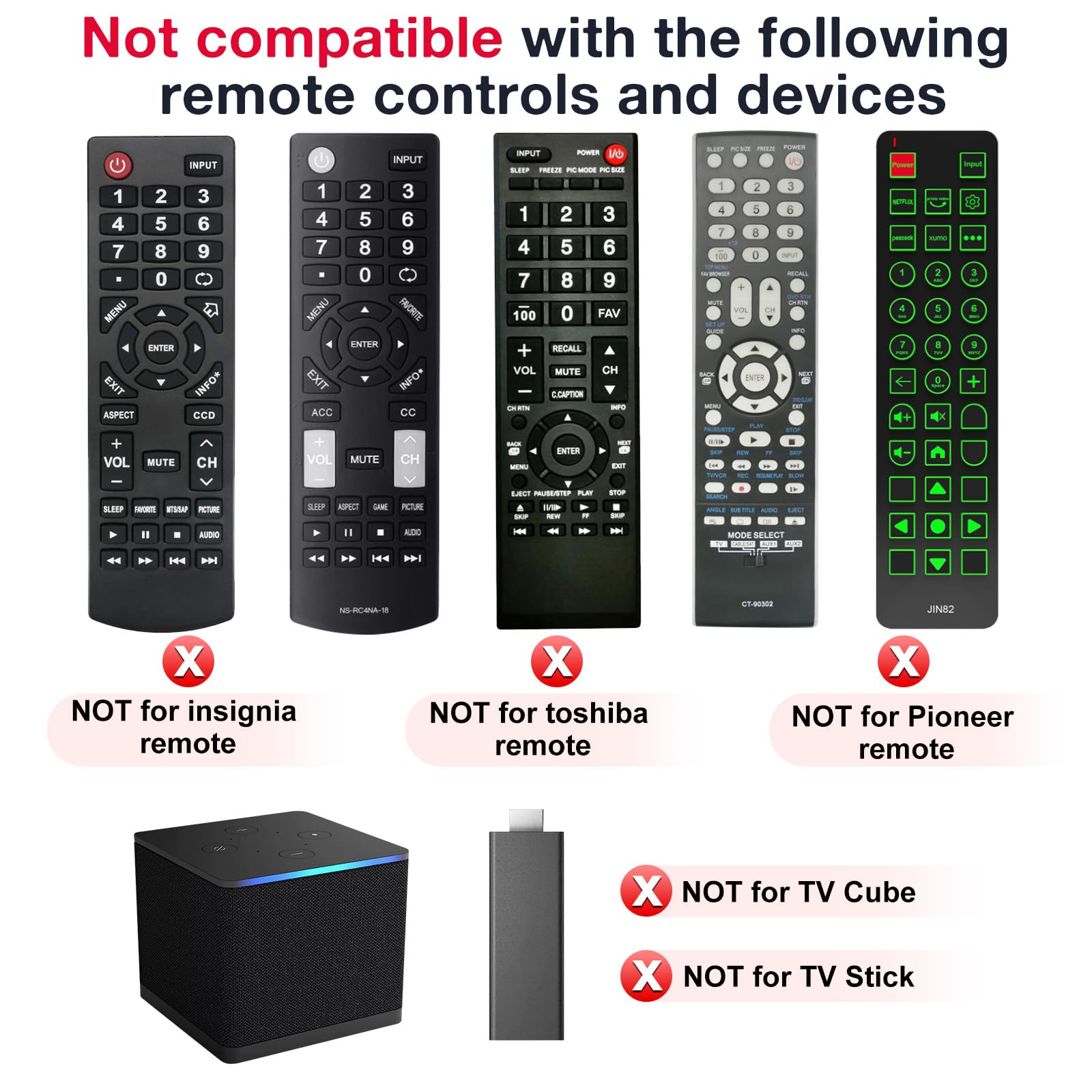Replacement-Remote for All Insignia-Toshiba-Pioneer-Smart-TVs
