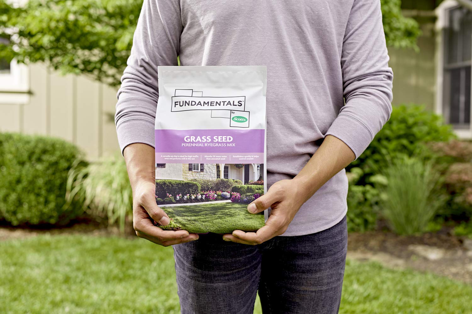 Fundamentals by Scotts Grass Seed Perennial Ryegrass Mix, Ideal for Sunny, High Traffic Areas and Erosion Control, 3 lbs.