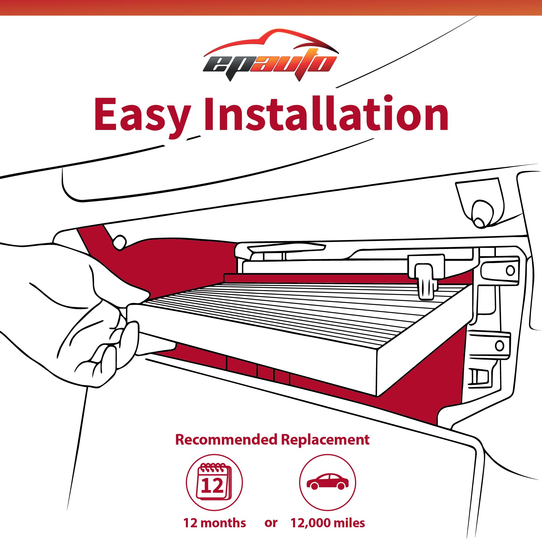 EPAuto CPJ6X (KD45-61-J6X) Cabin Air Filter includes Activated Carbon Replacement for Mazda 3 (2014-2018), Mazda 6 (2014-2021), CX-5 (2013-2025)