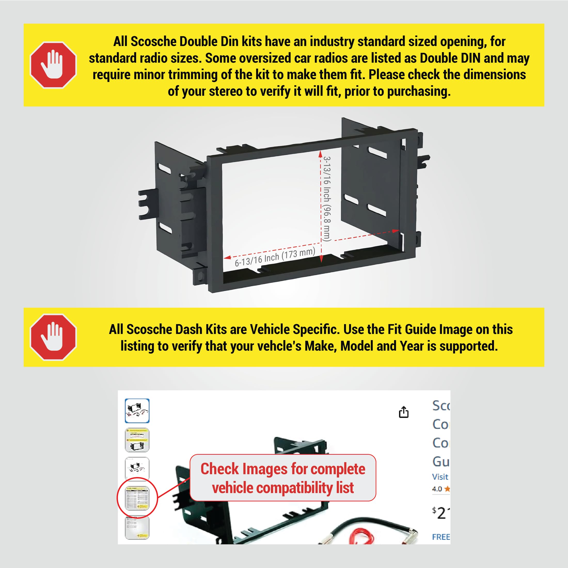 Scosche ICGM8BN Double DIN Radio Installation Dash Kit Compatible with Select 1992-2012 General Motors Vehicles - Complete Basic Aftermarket Car Stereo Install Kit - See Fit Guide Image for Vehicles