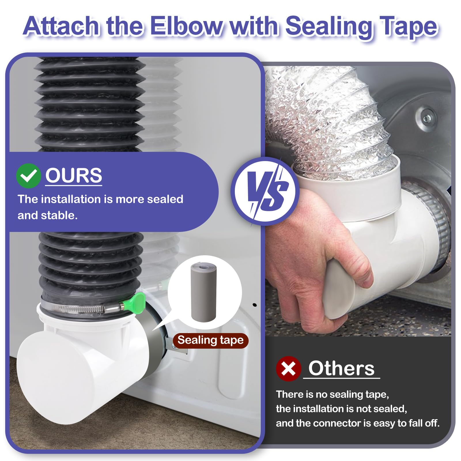 Dryer Vent Hose For Tight Space,Indoor Dryer Vent, Dryer Hose Vent Kit,90 Degree Dryer Vent Elbow,Dryer Vent Connector Kit,Dryer Vent Duct, Dryer Vent Adapter, Dryer Vent Vacuum Hose Attachment