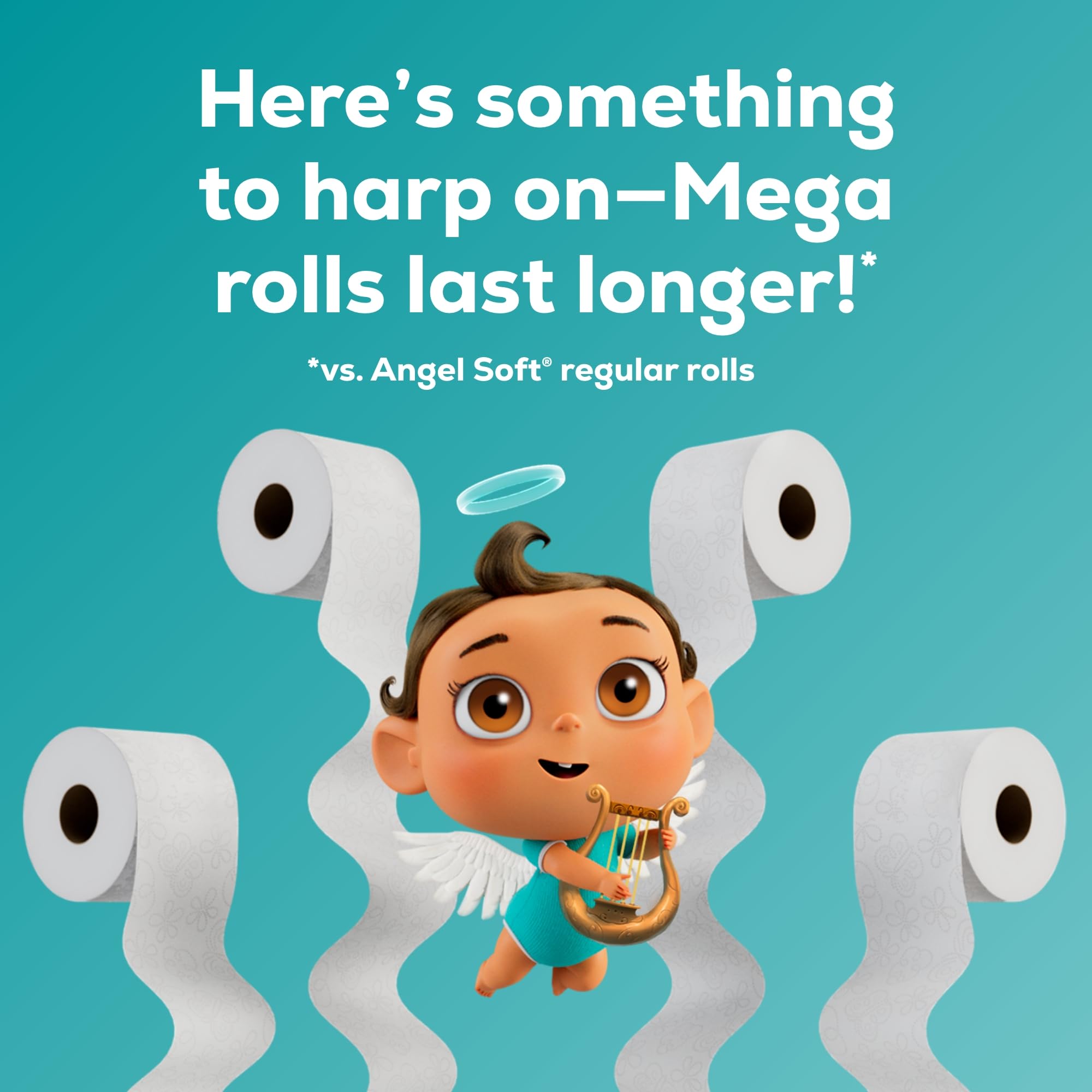 Angel Soft Toilet Paper, 16 Mega Rolls = 64 Regular Rolls, Soft and Strong Toilet Tissue