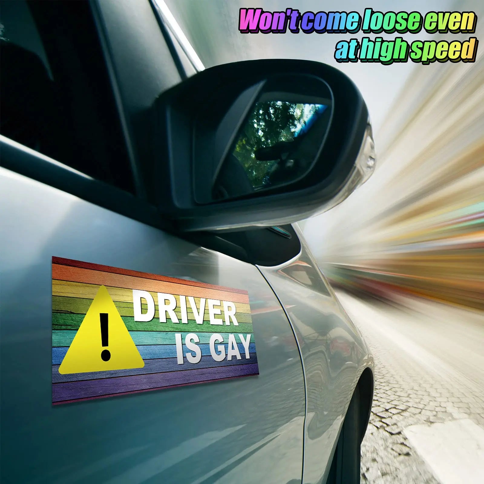 Frienda 10 Pcs Bumper Decals Funny LGBT Stickers Rainbow Bumper Prank Car Stickers Colorful Car Accessories for Truck Vehicle Luggage Window Refrigerator(Magnetic,Classic Style)
