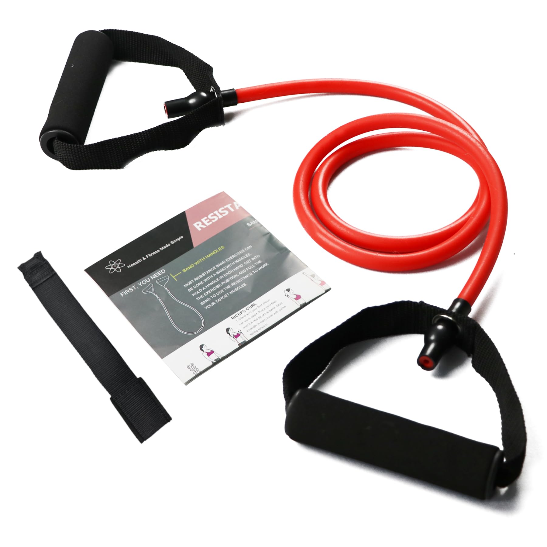 Resistance Bands with Handles, Single Resistance Bands, Exercise Bands with Handles, for Resistance Training, Physical Therapy, Home Workouts, Fitness, Pilates, Boxing Strength Training (10lbs)