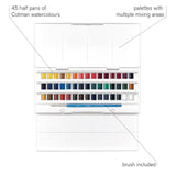 Winsor & Newton Cotman Watercolor Paint Set, Sketchers' Pocket Set, 12 Half Pan w/ Brush