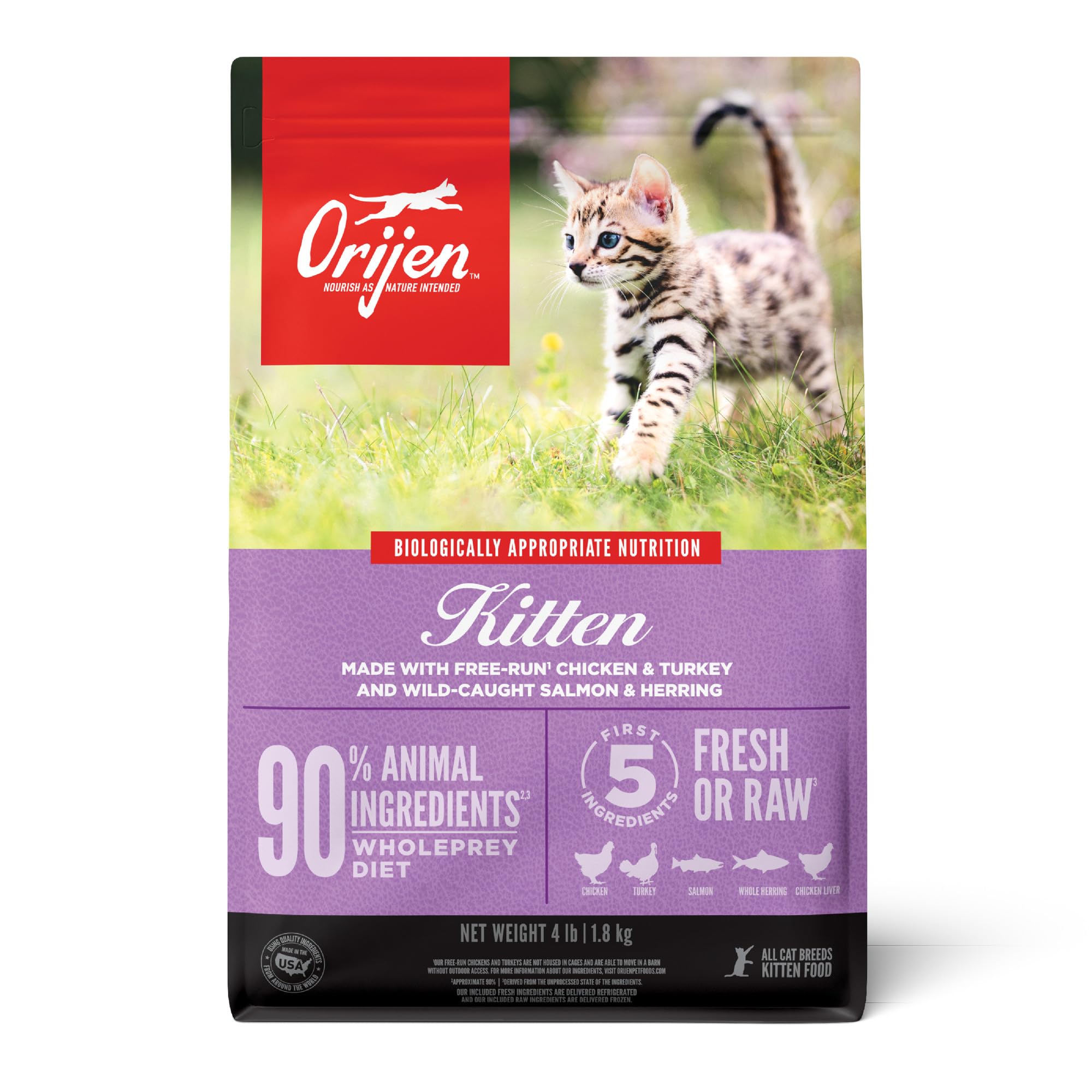 ORIJEN Original Cat, Grain Free Dry Cat Food for All Life Stages, with WholePrey Ingredients, 12lb