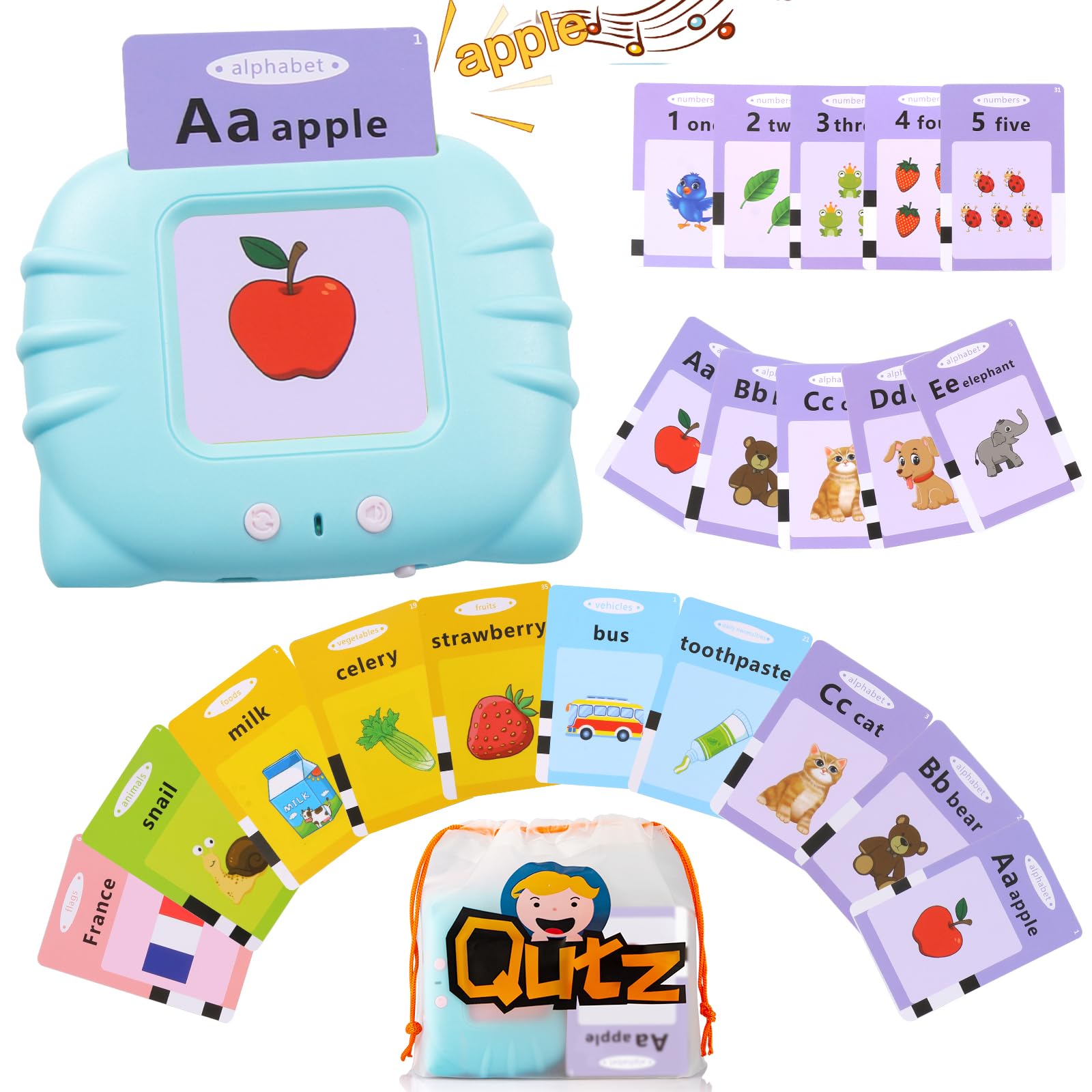 QuTZ Toddler Toys for 2 3 4 5 Year Old Boys and Girls, Autism Sensory Toys for Autistic Children, Learning Montessori Toys, Speech Therapy Toys, 224 Sight Words Talking Flash Cards