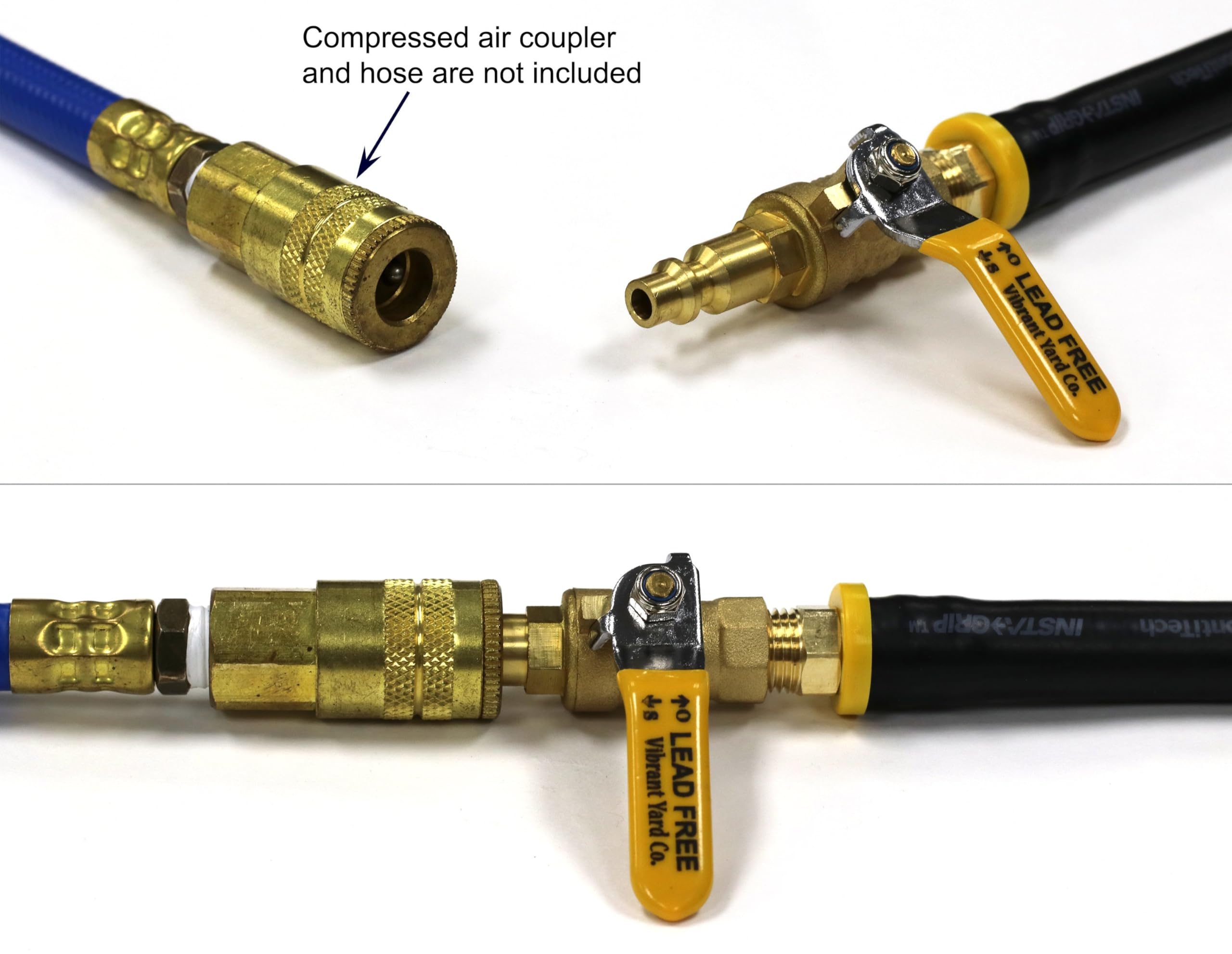 Winterize RV, Motorhome, Boat, Camper, and Travel Trailer: Air Compressor Quick-Connect Plug to Male Garden Hose Faucet Blow Out Adapter with Valve (Lead-Free Brass), 10.5" Long