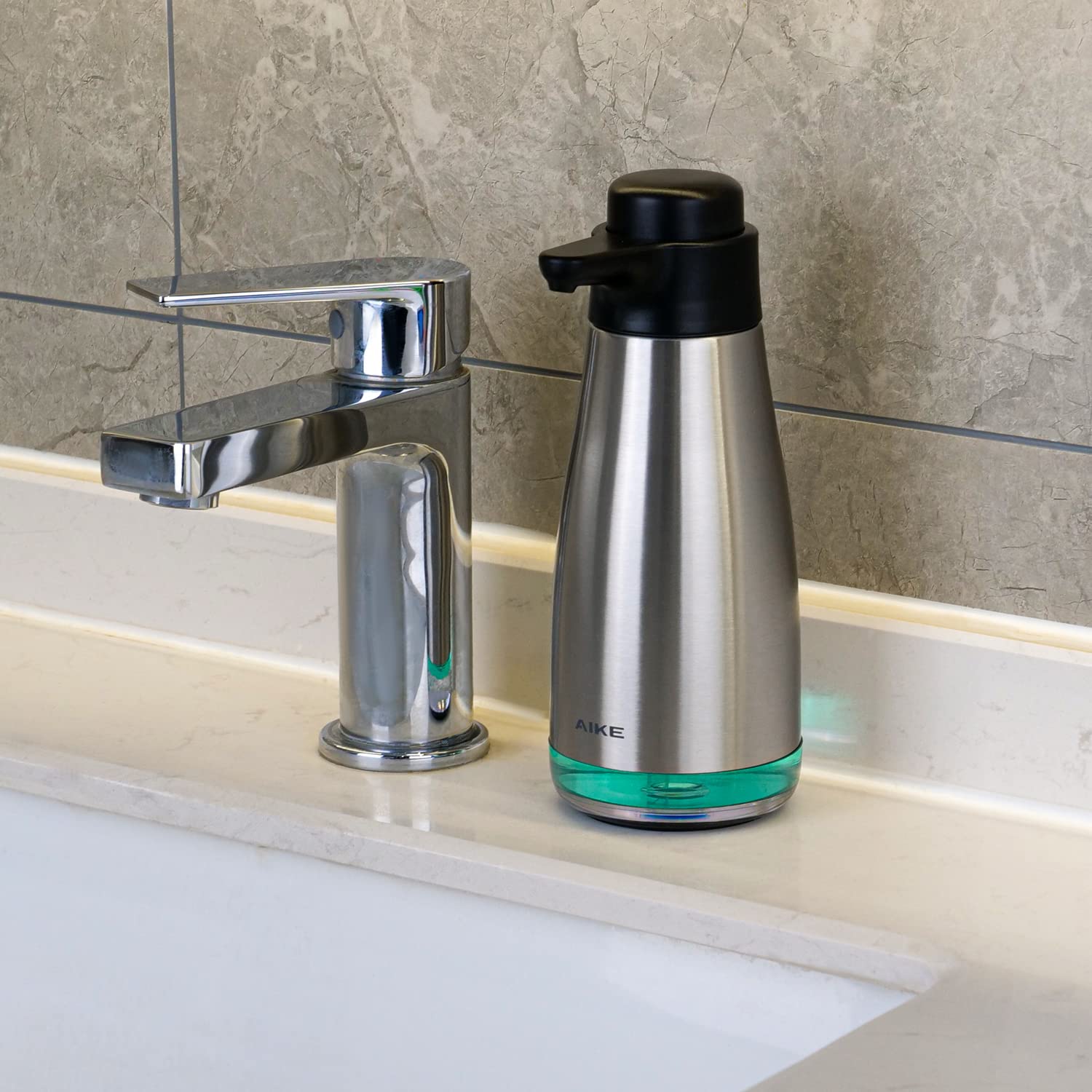 AIKE 15fl.oz Stainless Steel Liquid Soap Dispenser for Dish and Hand Soap