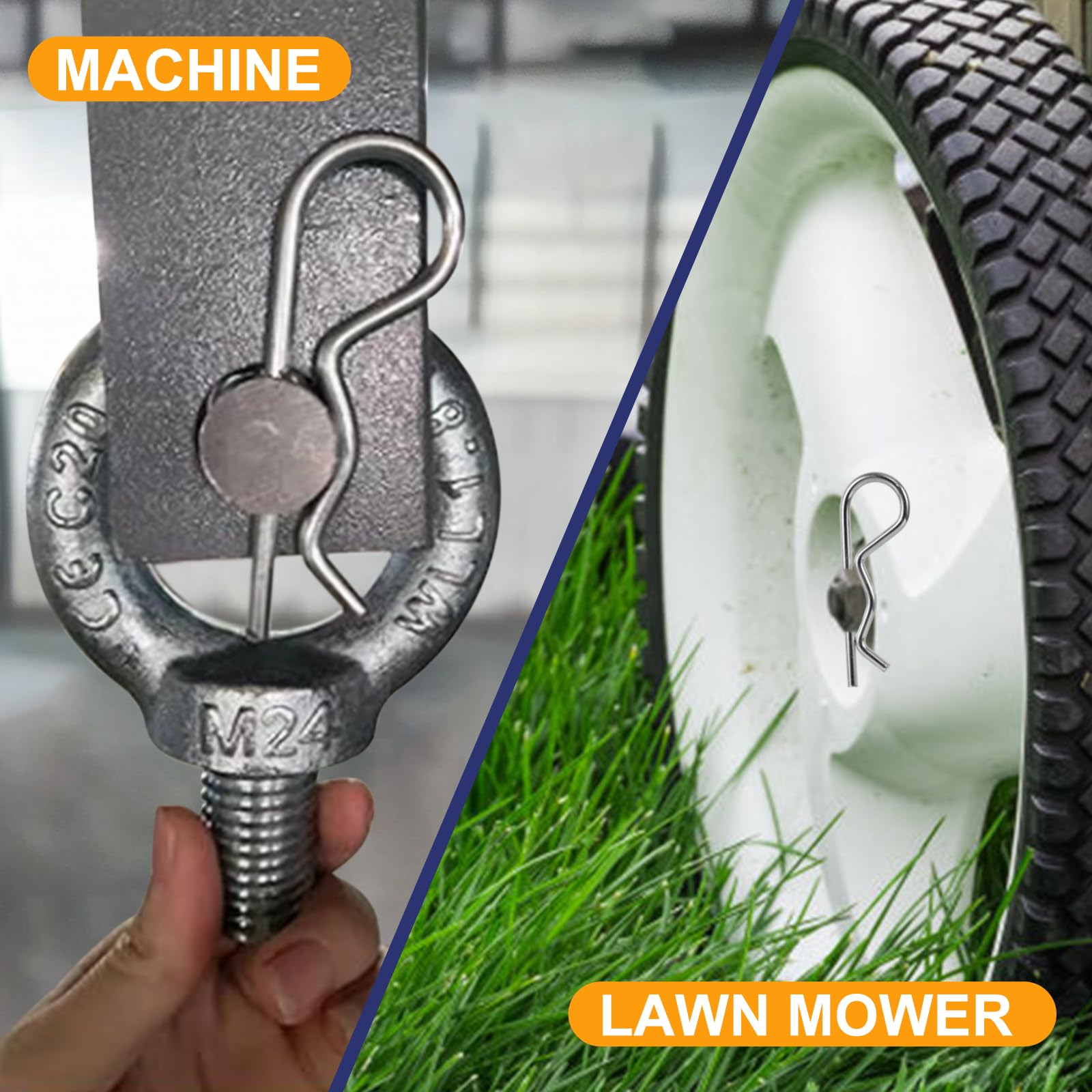 50 Pcs Cotter Pins, Cotter Pin Assortment Kit, Heavy Duty R Clips Hardware Pins, 5 Sizes Spring Fasteners Hitch Pin for Trailer Locking, Trailer Clamps, Lawn Mowers, Trucks, Mechanic's Choice