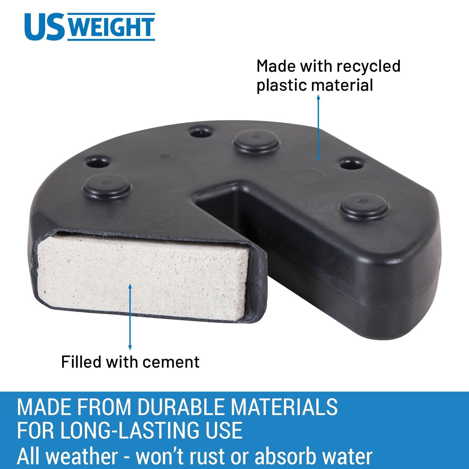 US Weight 40 Pound Canopy Weight Set of 4 and Carry Strap with No-Pinch Design - Easy Installation and Removal to Secure Tents, Canopies, and Umbrellas at Outdoor Events