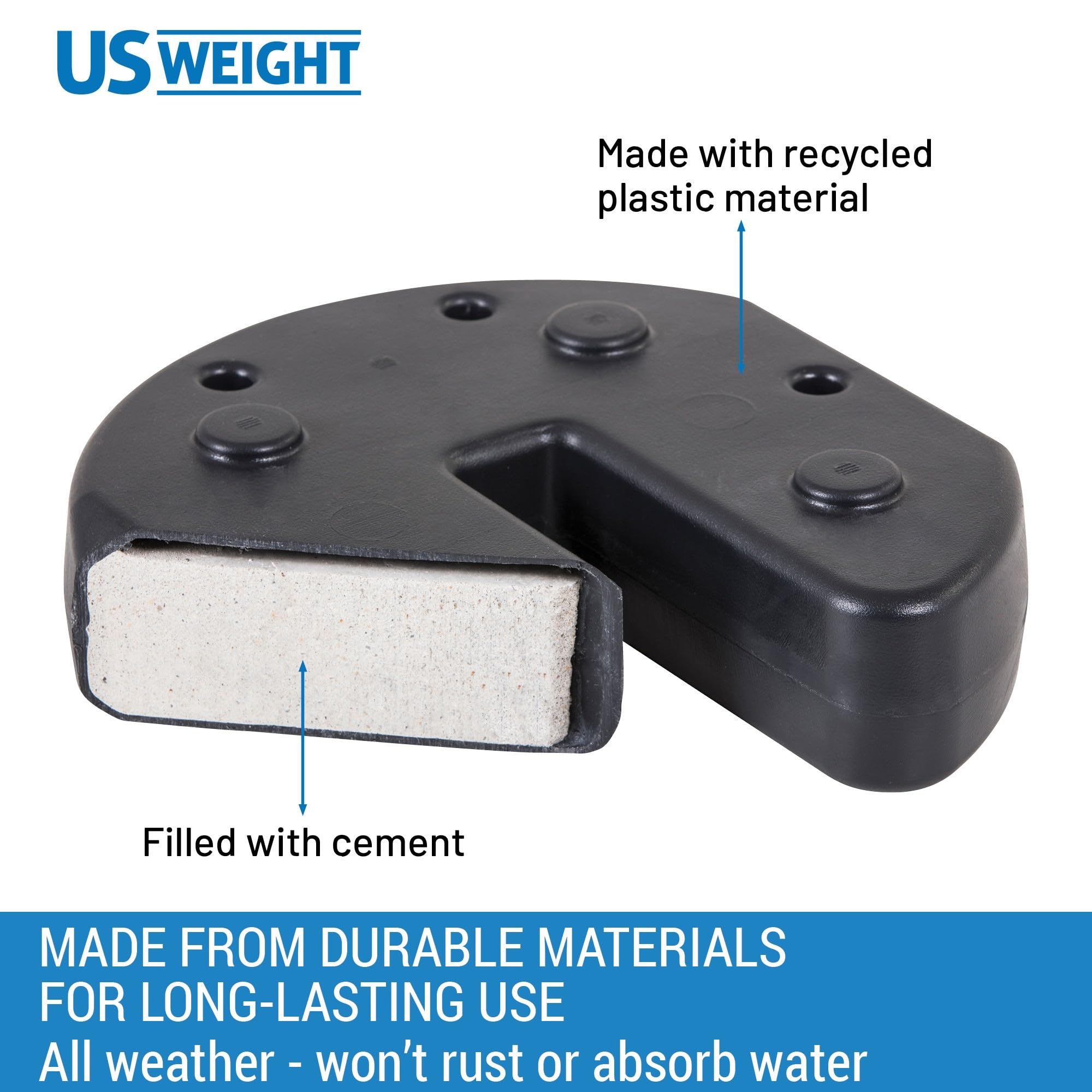 US Weight 40 Pound Canopy Weight Set of 4 and Carry Strap with No-Pinch Design - Easy Installation and Removal to Secure Tents, Canopies, and Umbrellas at Outdoor Events