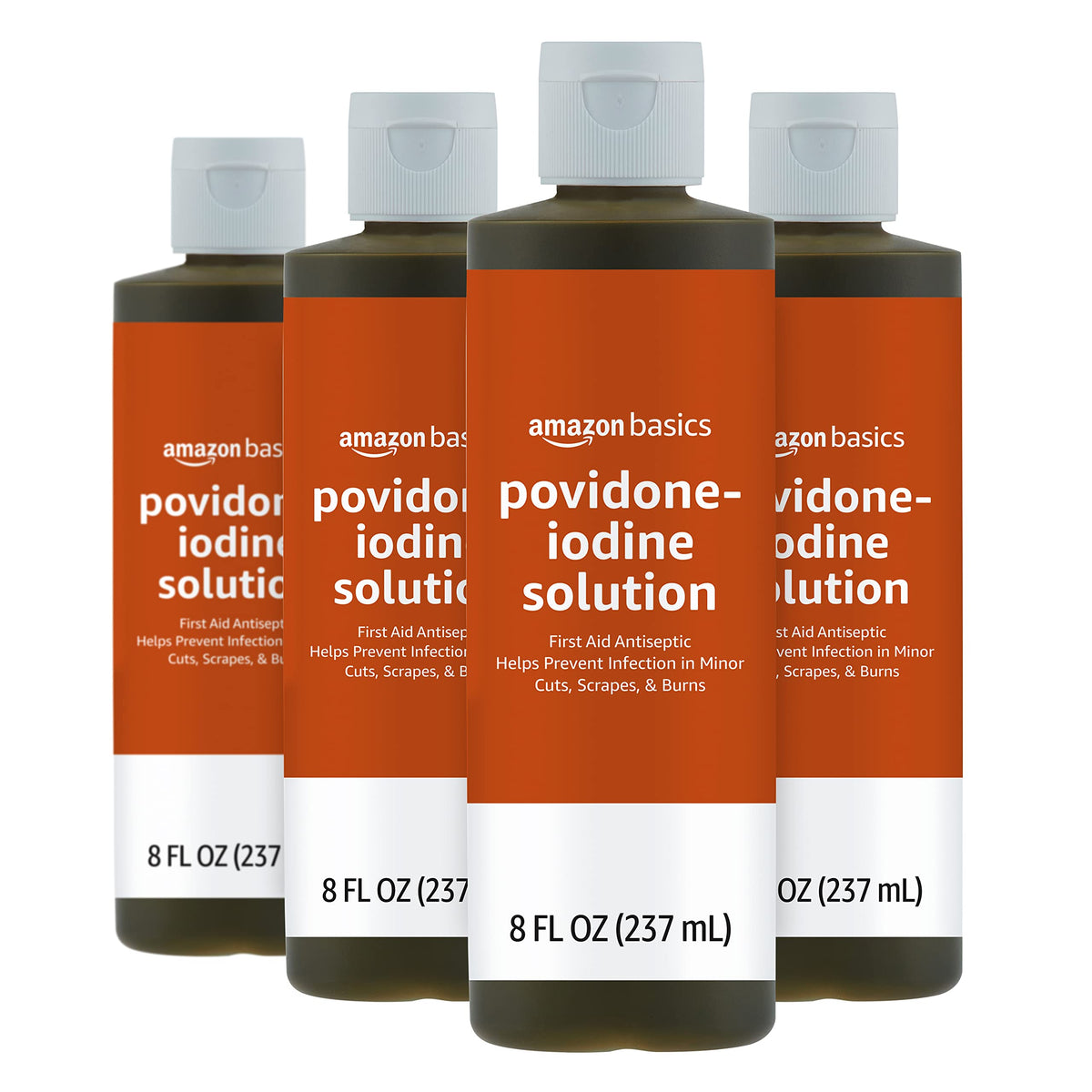 Amazon Basics Erste-Hilfe-Antiseptikum, 10 % Povidon-Jod-Lösung, 236 ml, 4er-Pack