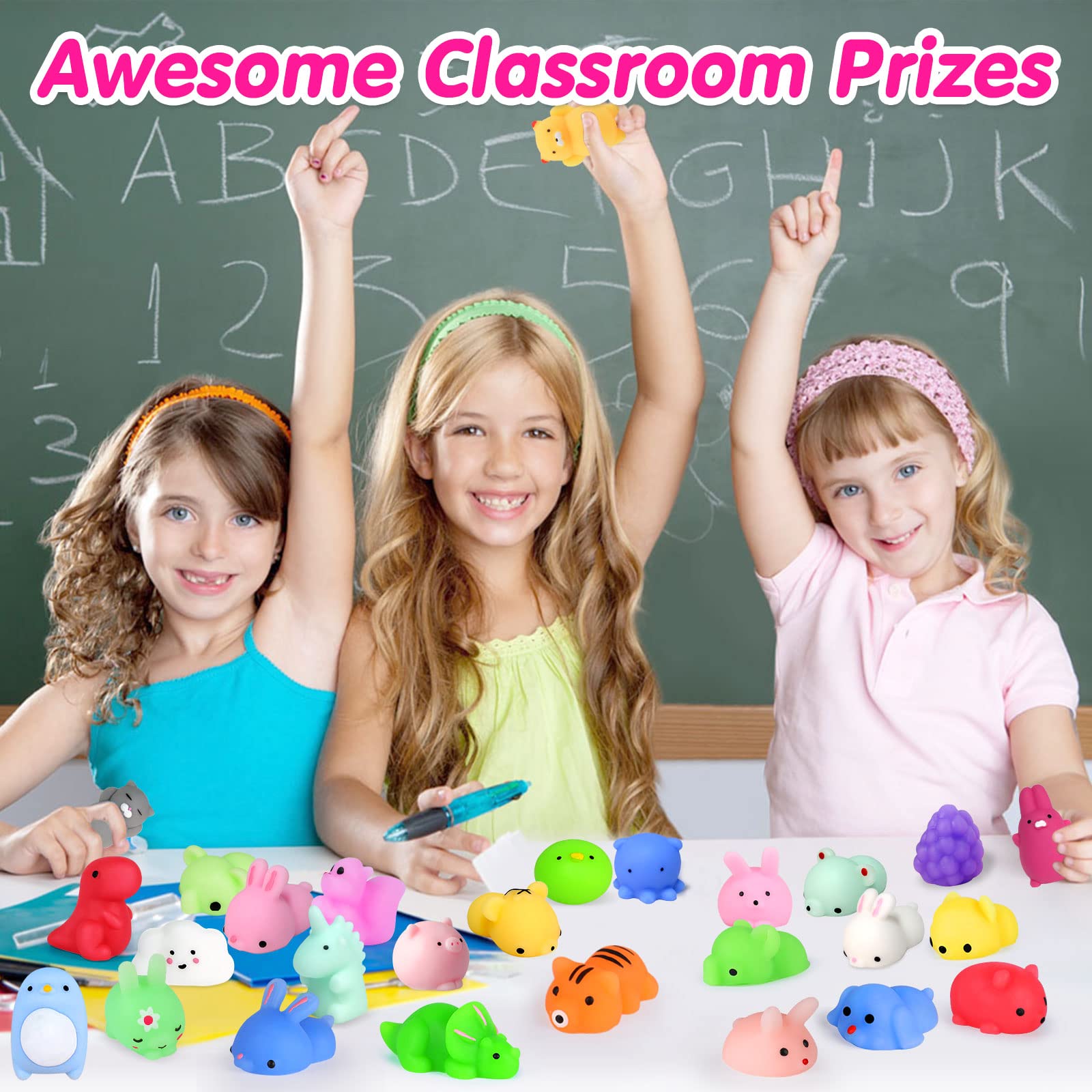Squishies 40pcs Mochi Squishy Toys Party Favors for Kids Stocking Stuffers Mini Kawaii Squishy Treasure Box Toys for Classroom Prizes Fidget Toys Goodie Bag Christmas Easter Egg Fillers Gift for Kids