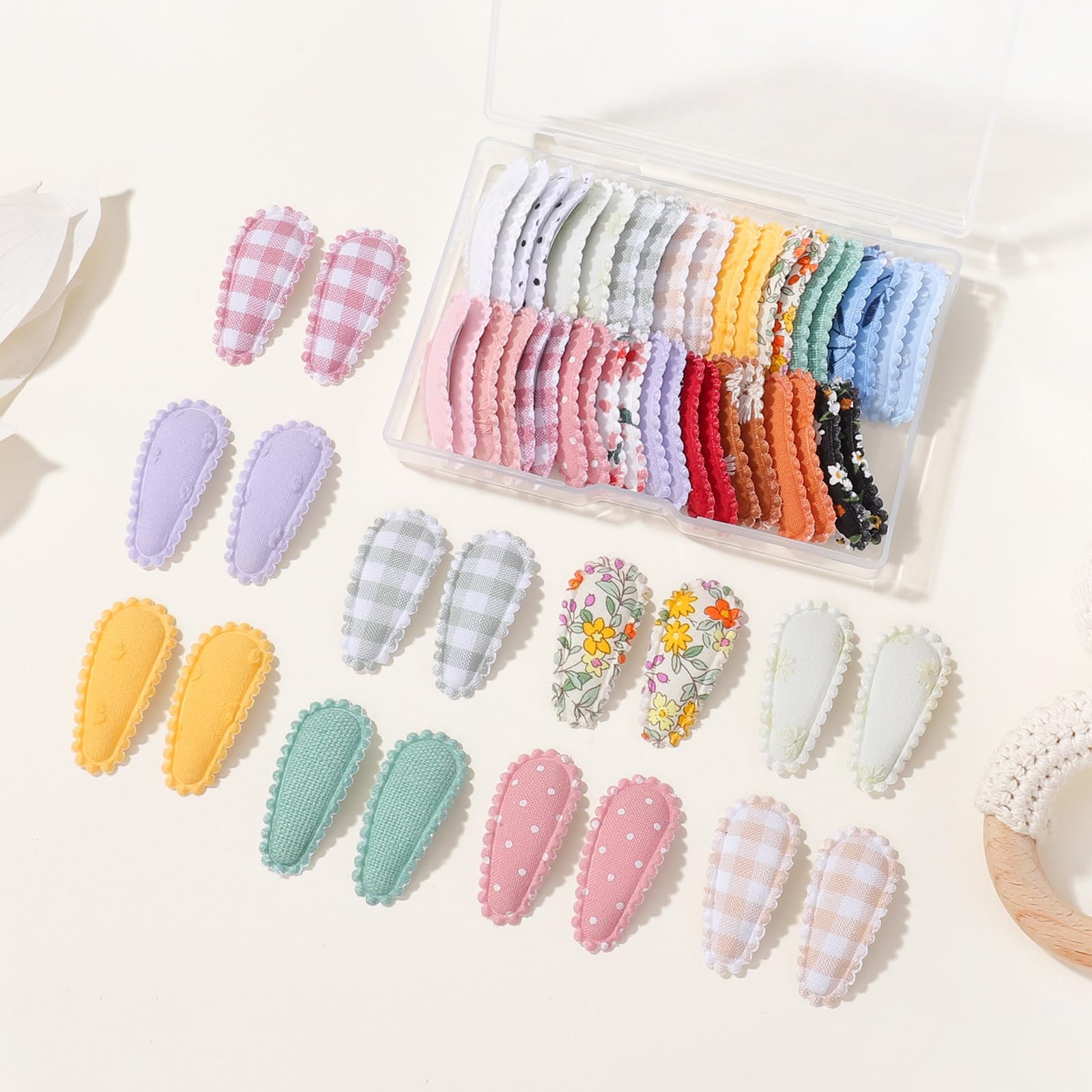 40 PCS Cute Toddler Snap Hair Clips with Flower Patterns - 1.5" Mini Hair Barrettes and Accessories for Baby Girls, Infants, Toddlers