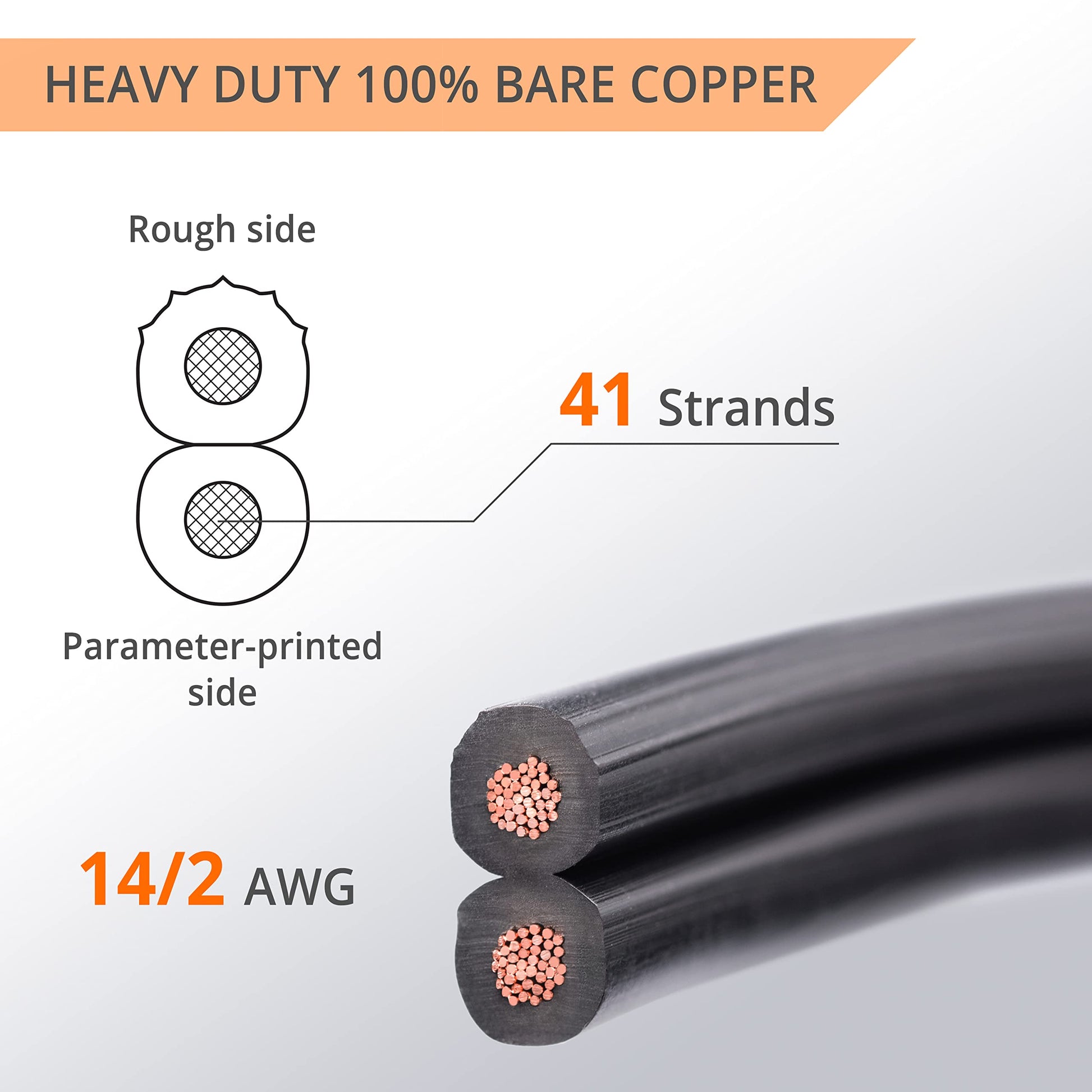 Wirefy 14/2 Low Voltage Landscape Lighting Wire - 14-Gauge 2-Conductor 100 Feet, Copper ,Black