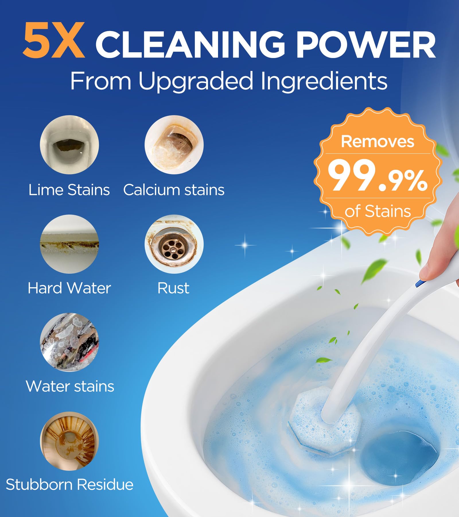 64 Count Toilet Wand Refills for Clorox Toilet Wand, 5X Cleaning Power Toilet Bowl Cleaners with Exclusive Formula, High-Density Disposable Toilet Brush Scrubber - No Falling Apart, Fresh Fragrance
