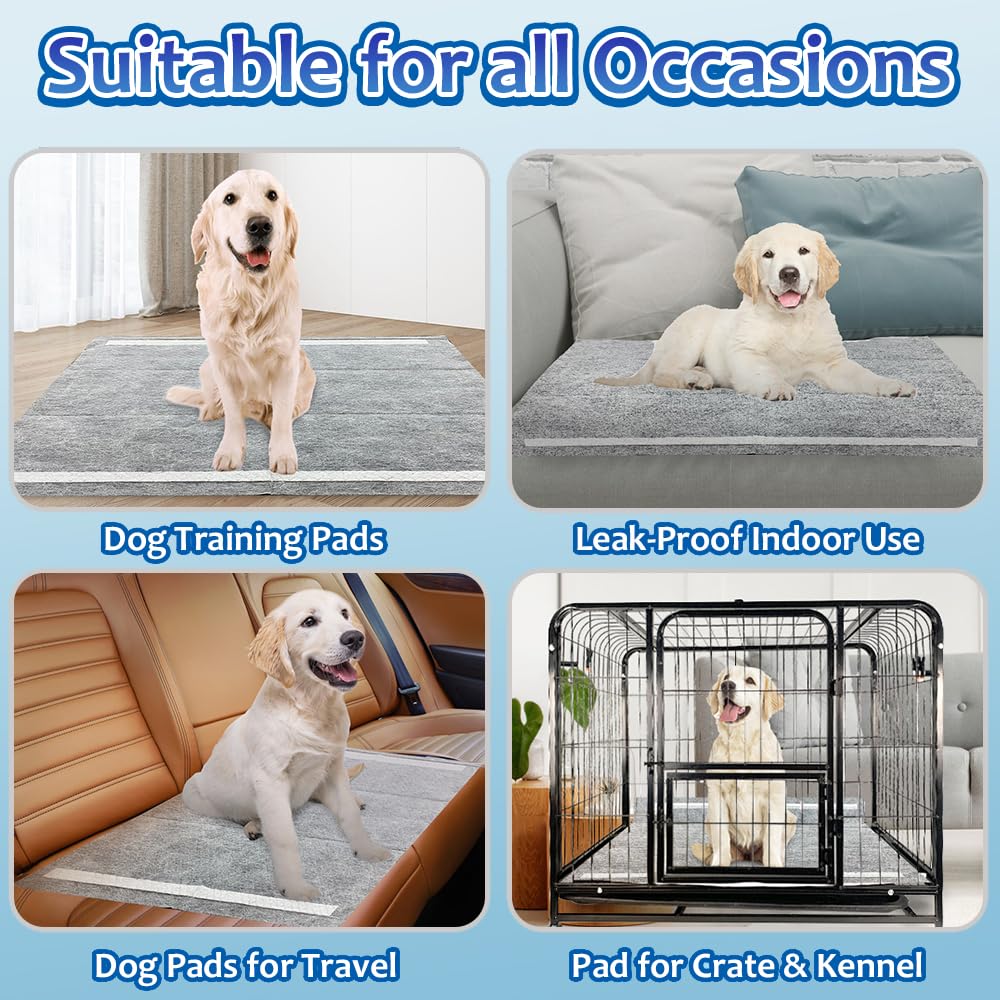 Dogcator Charcoal Dog Pee Pads Extra Large 28“x34”, Puppy Pads XL 30 Count, Potty Pads for Dogs, Disposable Urine Bed Pads for Odor-Control, X-Large Piddle Underpads, Training Liners for Housebreaking