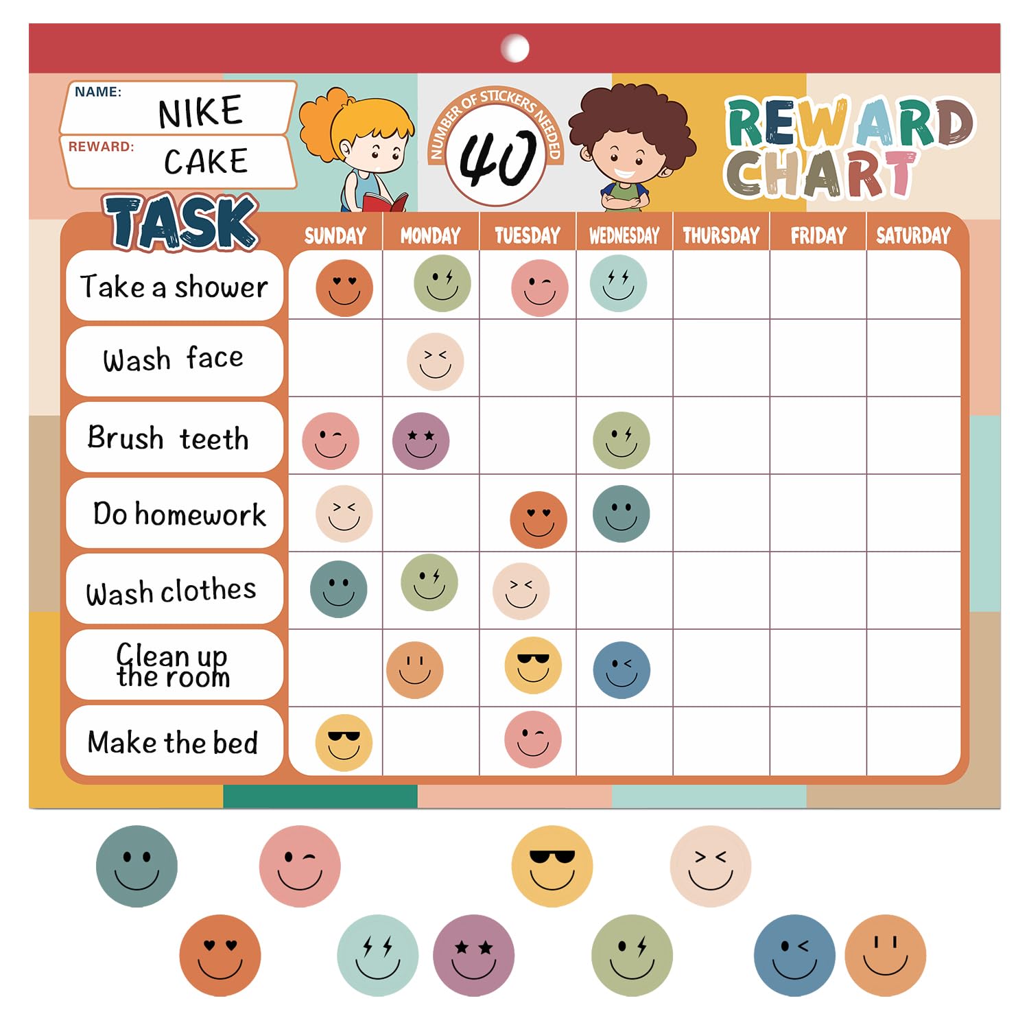 ANSTROUT Boho 32 Chore Charts Behavior Reward Chart System,Sticker Chore Chart Pad for Kids with 2328 Stickers, 12.2" x 9.8" Magnetic Reward Chart to Develop Responsibility & Good Habits.