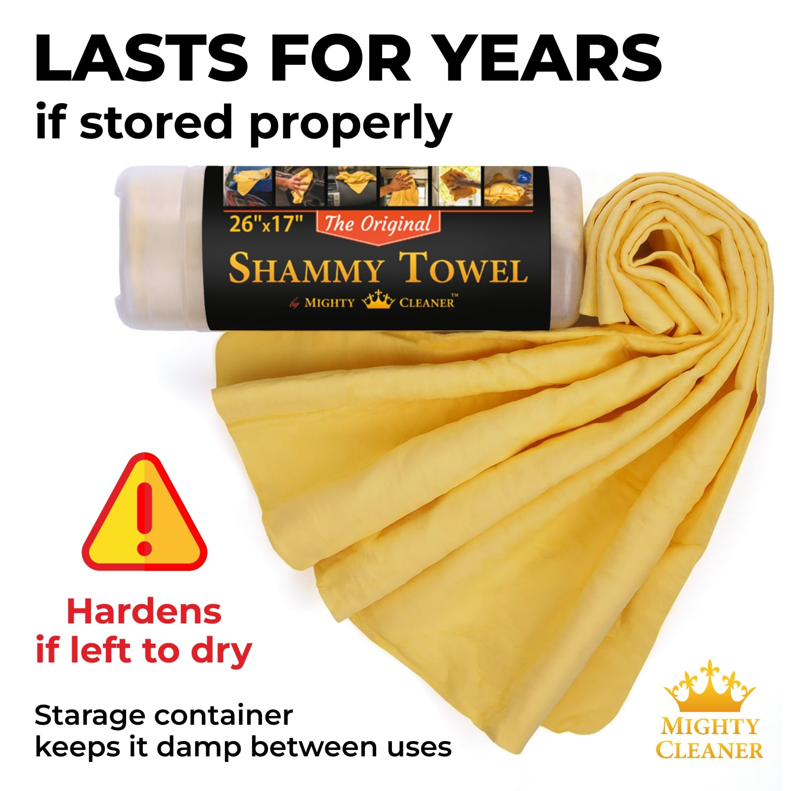 Premium Shammy Cloth for Car Drying - (26”x17”) - Super Absorbent Reusable Chamois Towel for Car - Scratch-Free Shammy Towel for Car - Car Drying Towel