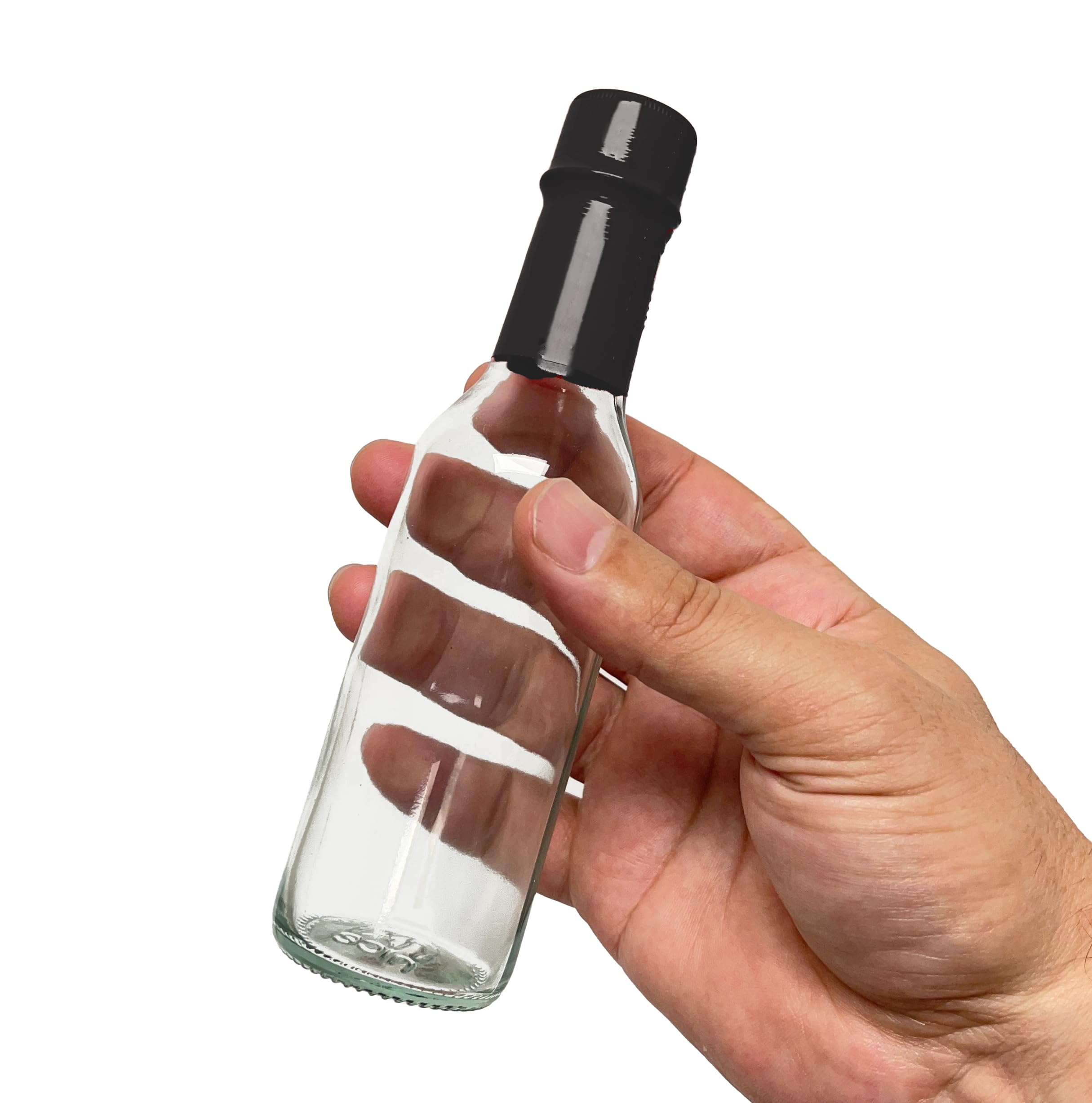 nicebottles Hot Sauce Bottles with Black Caps & Shrink Bands, 5 Oz - Case of 12