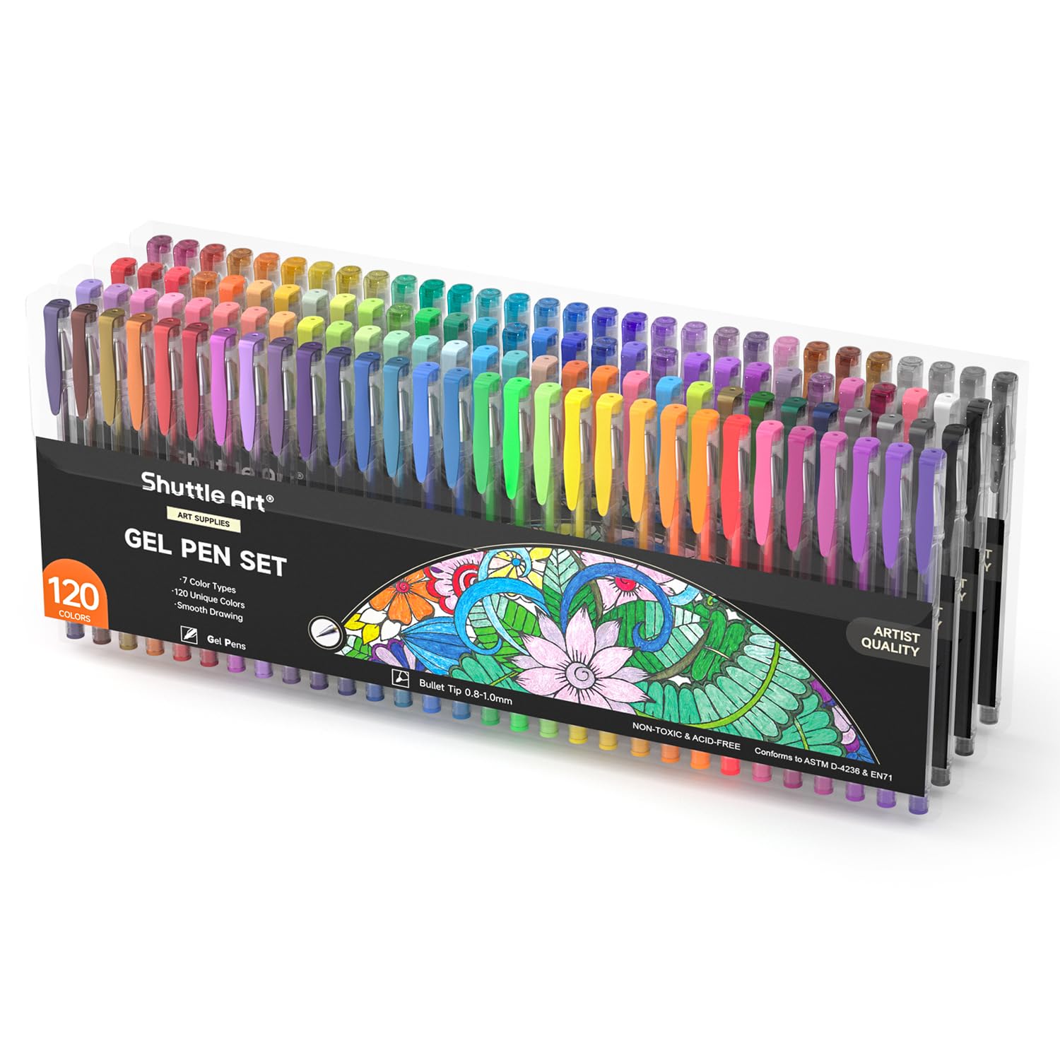 Shuttle Art 120 einzigartige Farben (keine Doppelungen) Gelschreiber Gel Stifte Set für Malbücher für Erwachsene Kunstmarker