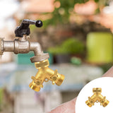 Hourleey Brass Garden Hose Splitter (2 Way), Solid Brass Hose Y Splitter 2 Valves with 2 Extra Rubber Washers (Brass)