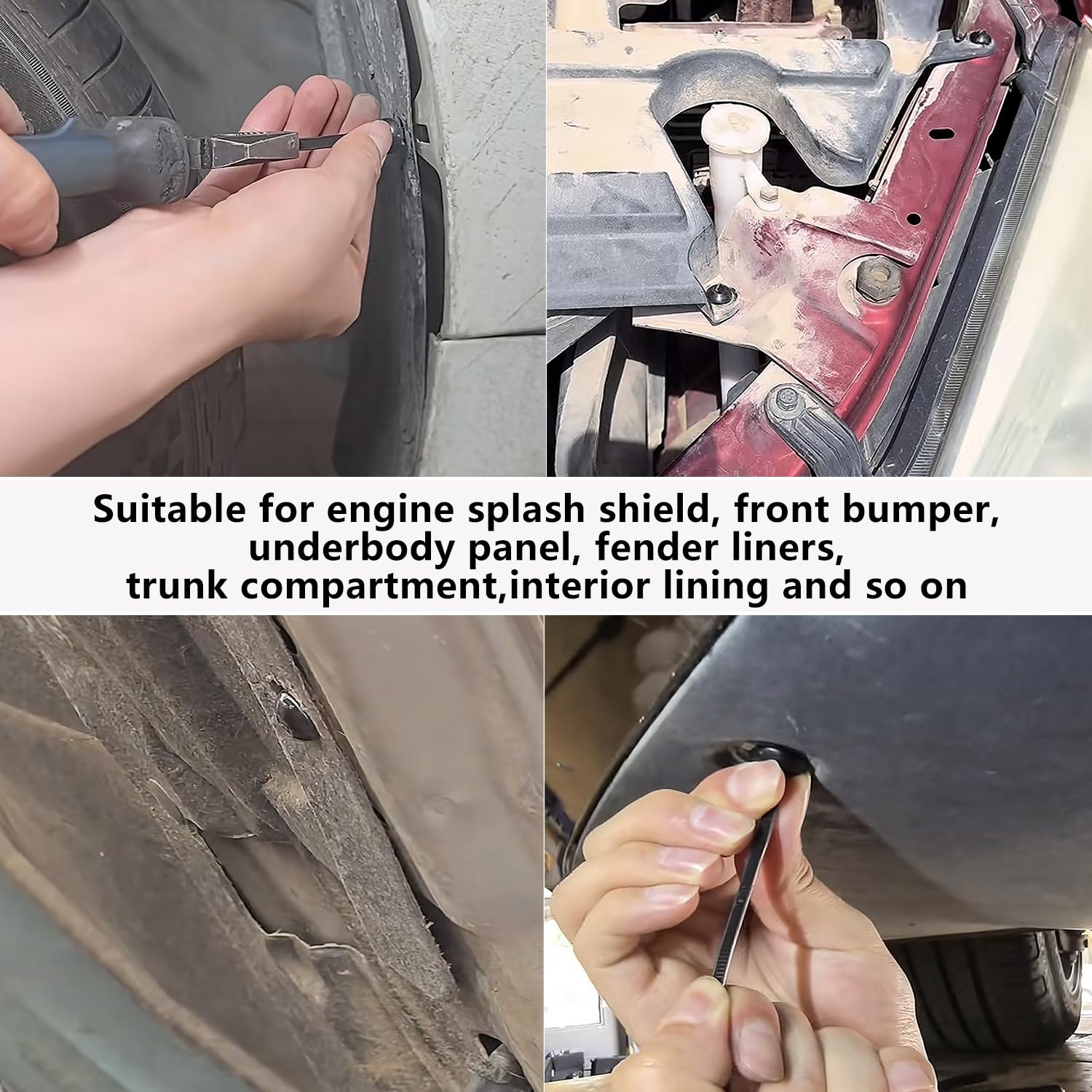 150Pcs Nylon Universal Cable Tie Buckle for Car, Automotive Zipper Clips, Plastic Rivet Grip Zip Ties, Push Pin Clip Auto Body Parts Trim, Snap-Fit Bumper Retainer Fender Liner Door Panel Fastener