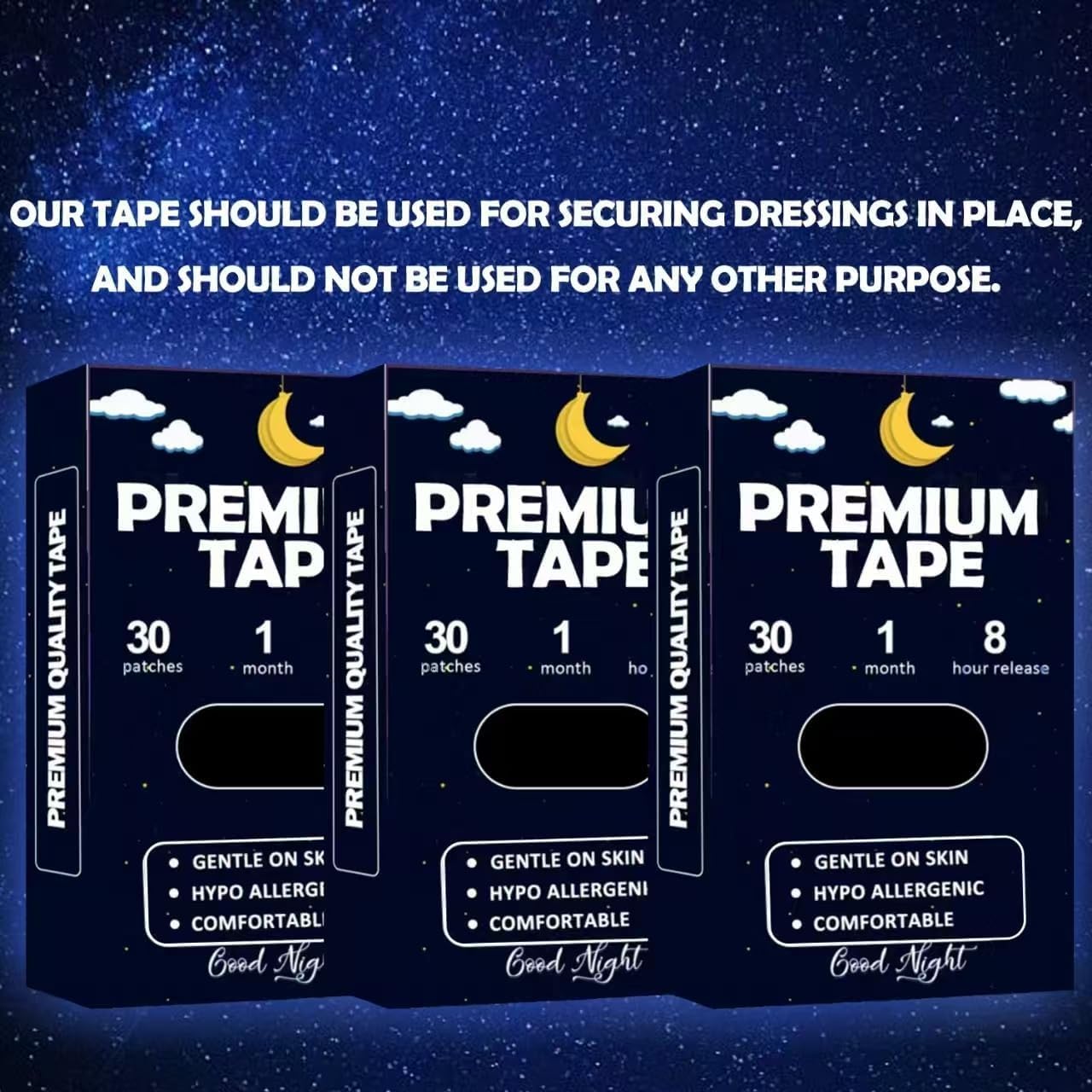 Ferkei Premium Mouth Tapes for Sleeping (30 Pack) - Pain Free Removal, Hypoallergenic, Latex Free & Gentle On Skin - Friendly Adhesive Cotton Tape
