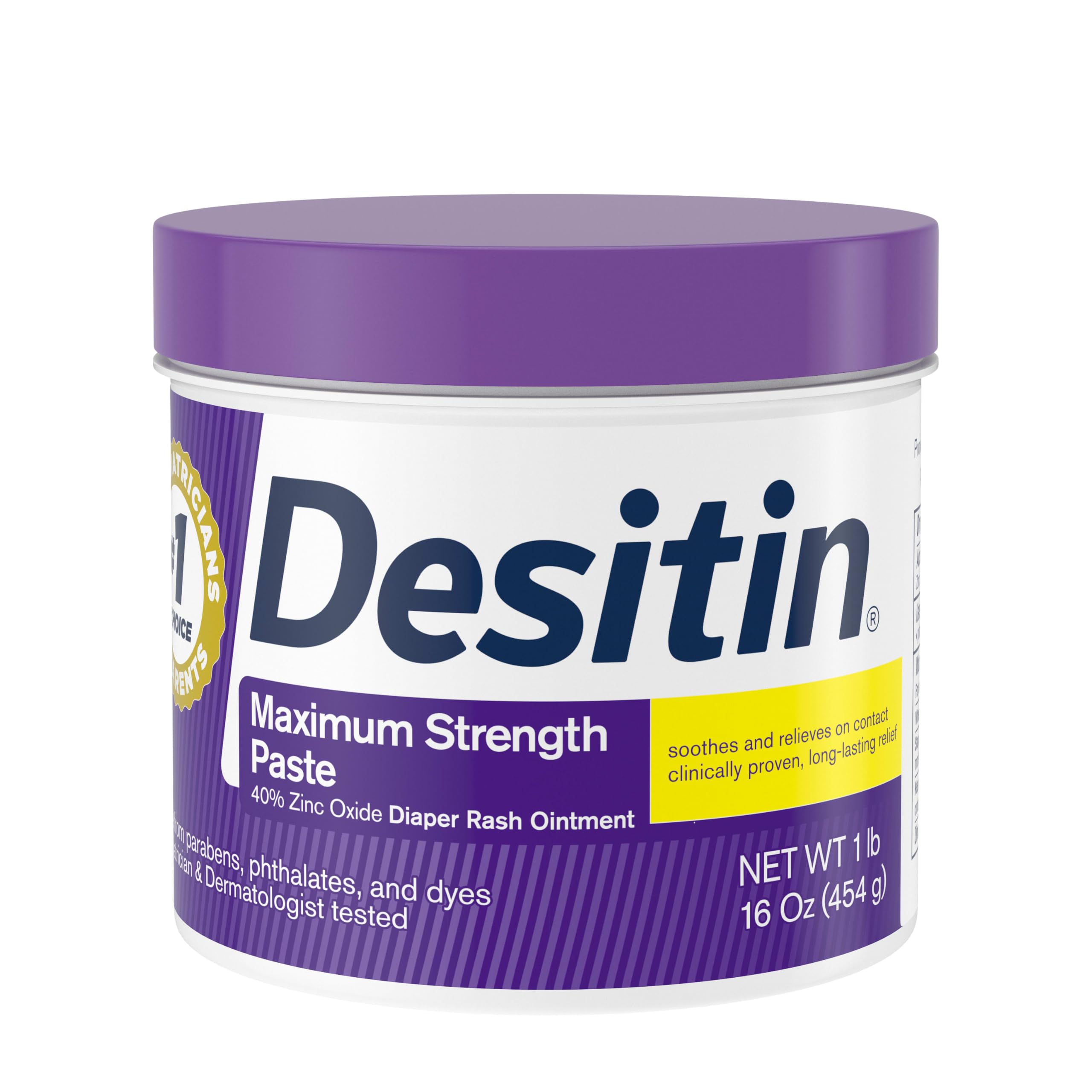 Desitin Maximum Strength Baby-Wundschutzcreme, 40 % Zinkoxid zur Behandlung, Linderung und Vorbeugung, hypoallergen, Phthalat- und Paraben-freie Paste, schützt die Haut bis zu 12 Stunden, 453 g