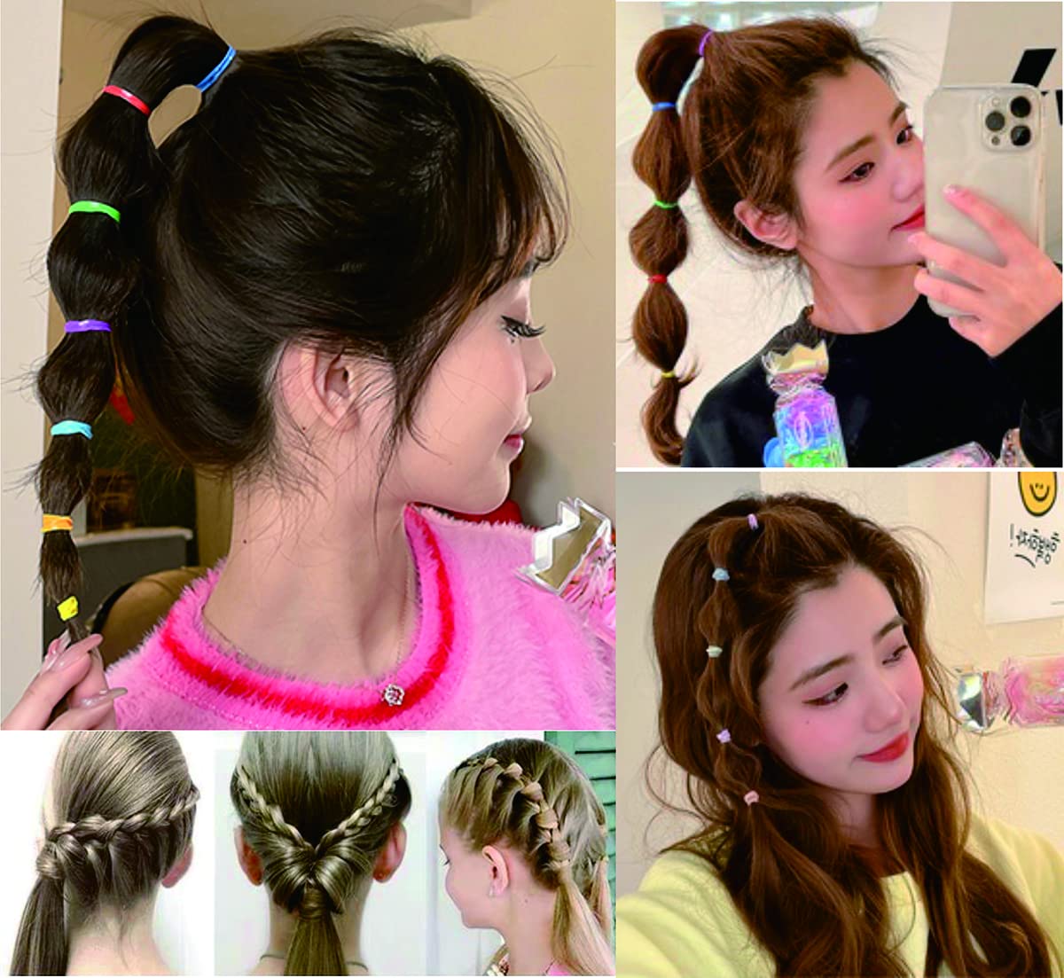 2000 PCS Clear Elastic Mini Ponytail Rubbers Ties, Soft Non-Slip Small Hair Accessories for Girls, with 2 PCS Topsy Tail Tools